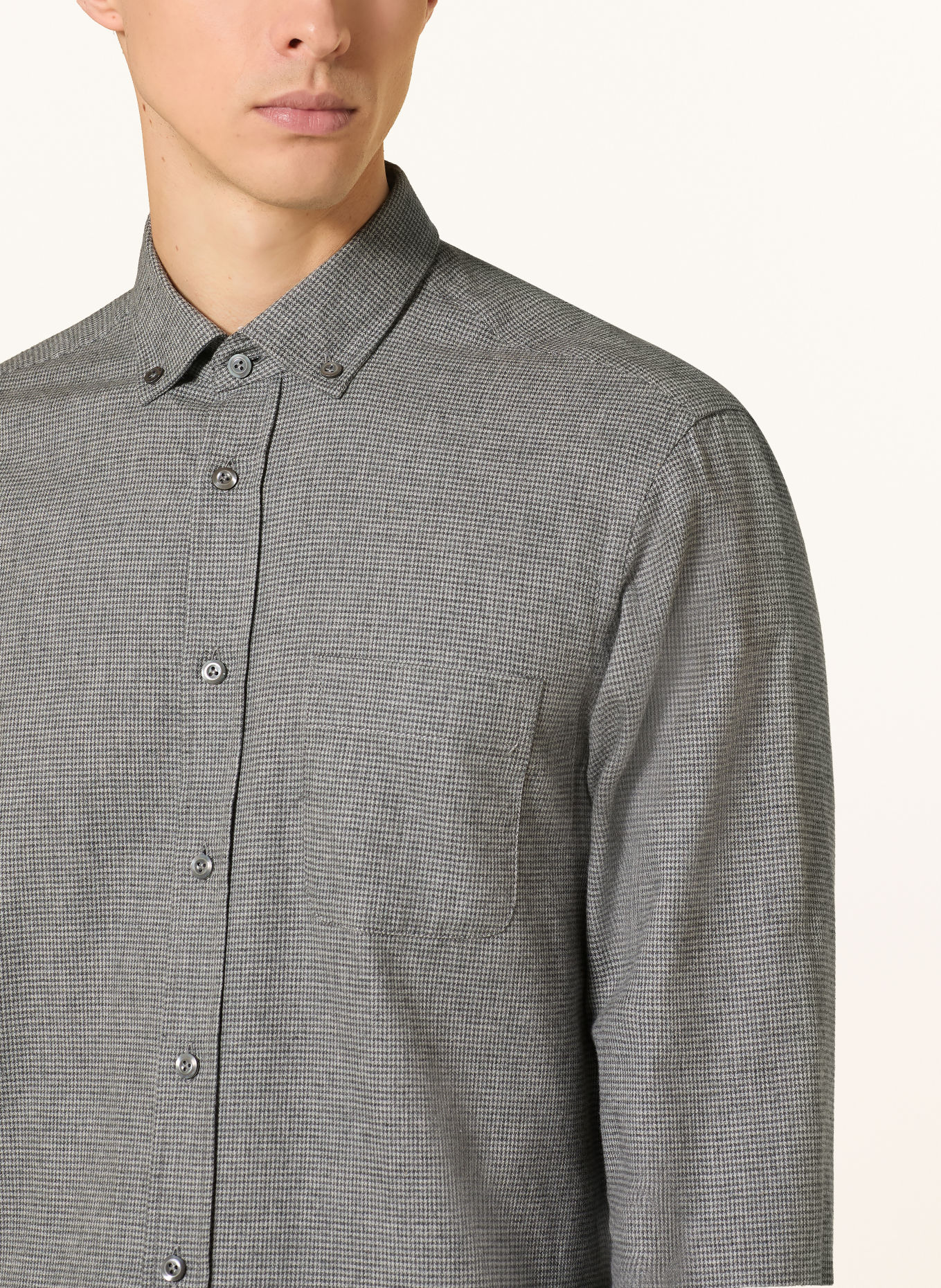 van Laack Flannel Shirt VL-ROY-TFK Tailor Fit: DARK GRAY / LIGHT GRAY