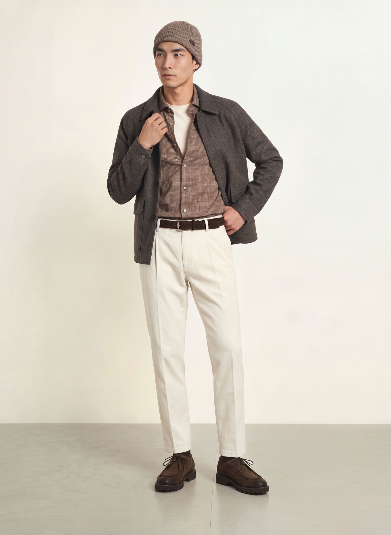 van Laack Chemise en flanelle VL-RIKOS-TFK Tailor Fit: MARRON / MARRON CLAIR