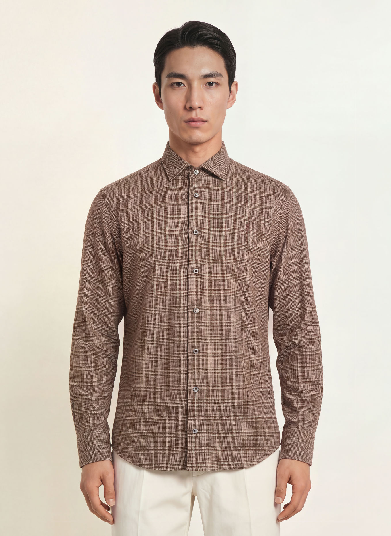 van Laack Chemise en flanelle VL-RIKOS-TFK Tailor Fit: MARRON / MARRON CLAIR
