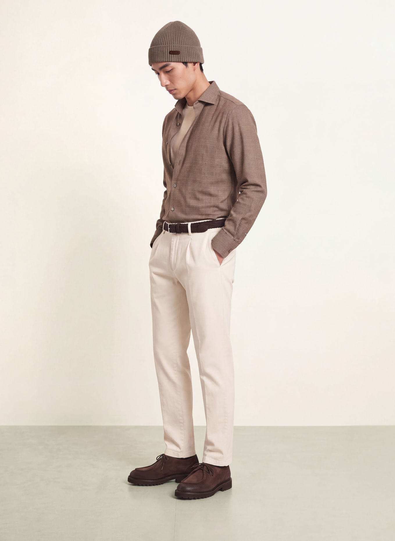 van Laack Chemise en flanelle VL-RIKOS-TFK Tailor Fit: MARRON / MARRON CLAIR