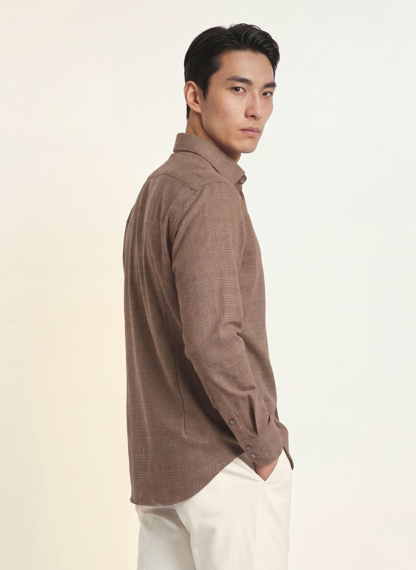 van Laack Chemise en flanelle VL-RIKOS-TFK Tailor Fit: MARRON / MARRON CLAIR