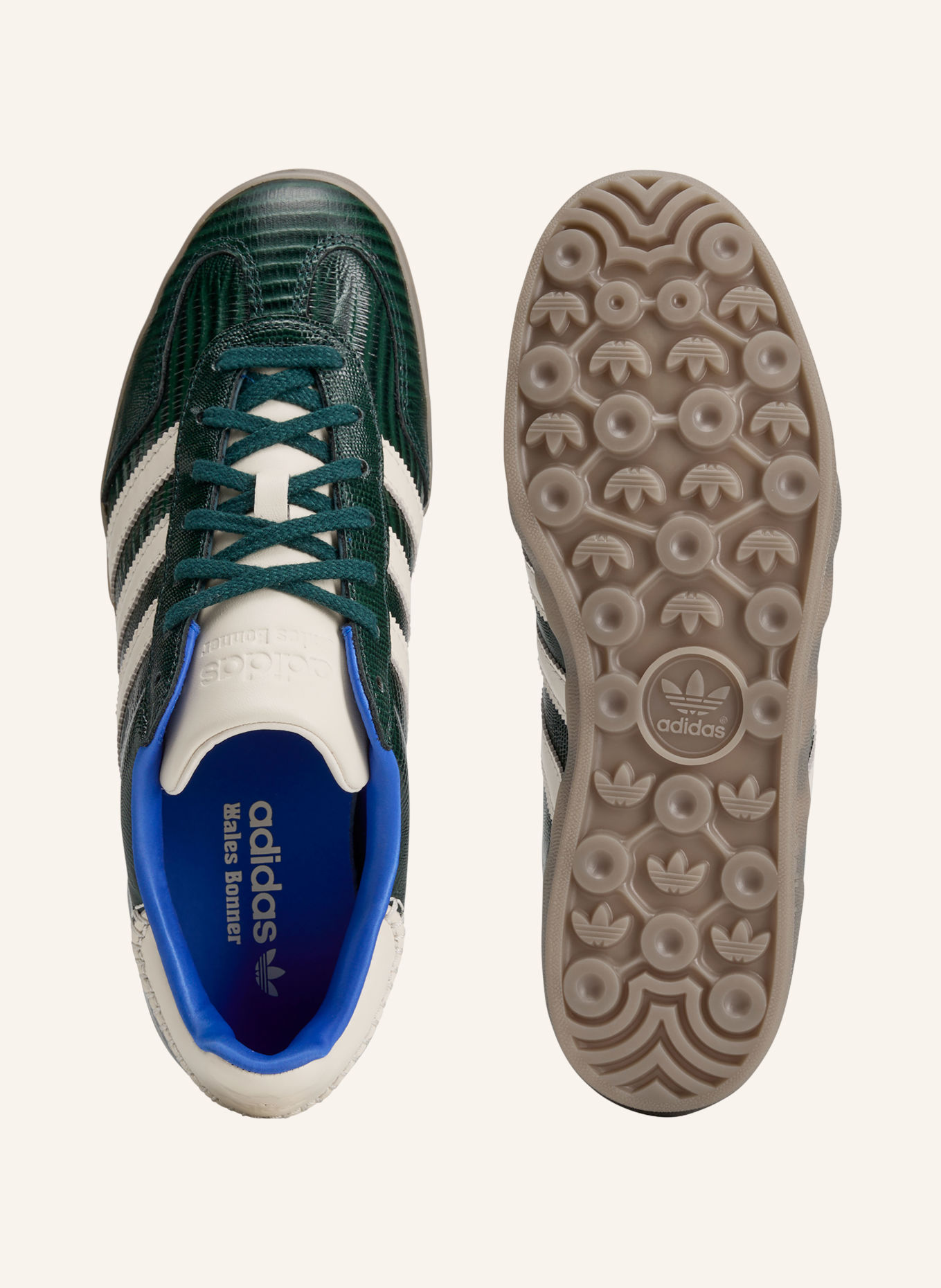 adidas Originals GAZELLE CROC Sneakers: DARK GREEN / CREAM / BLUE