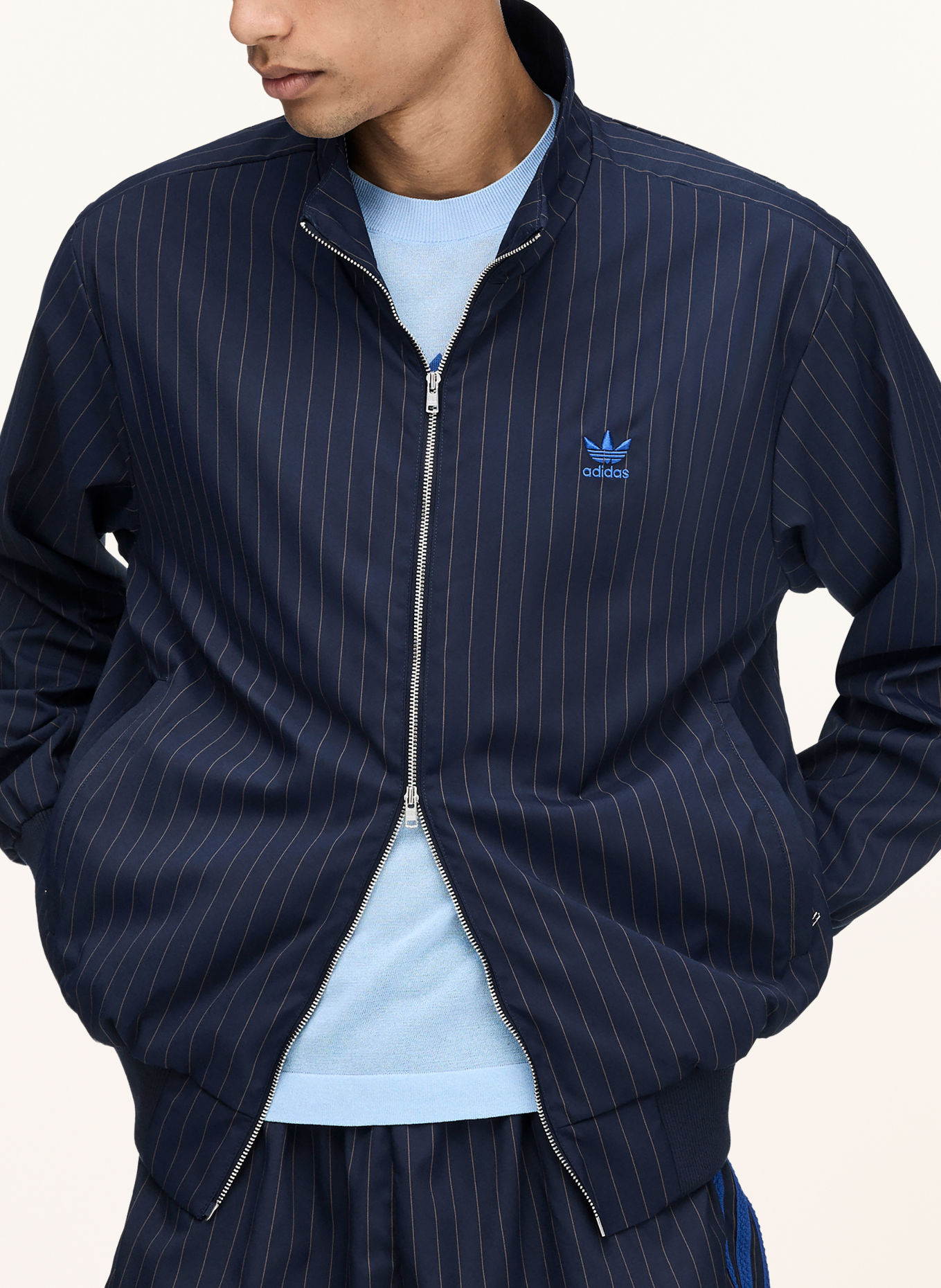 adidas Originals PINSTRIPE Bomber jacket: DARK BLUE / DARK ORANGE