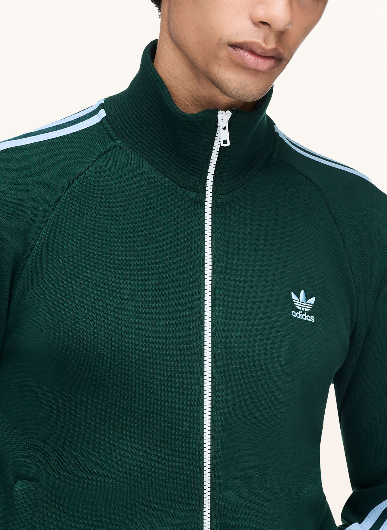 adidas Originals Sweatvest 8: DONKERGROEN / LICHTBLAUW