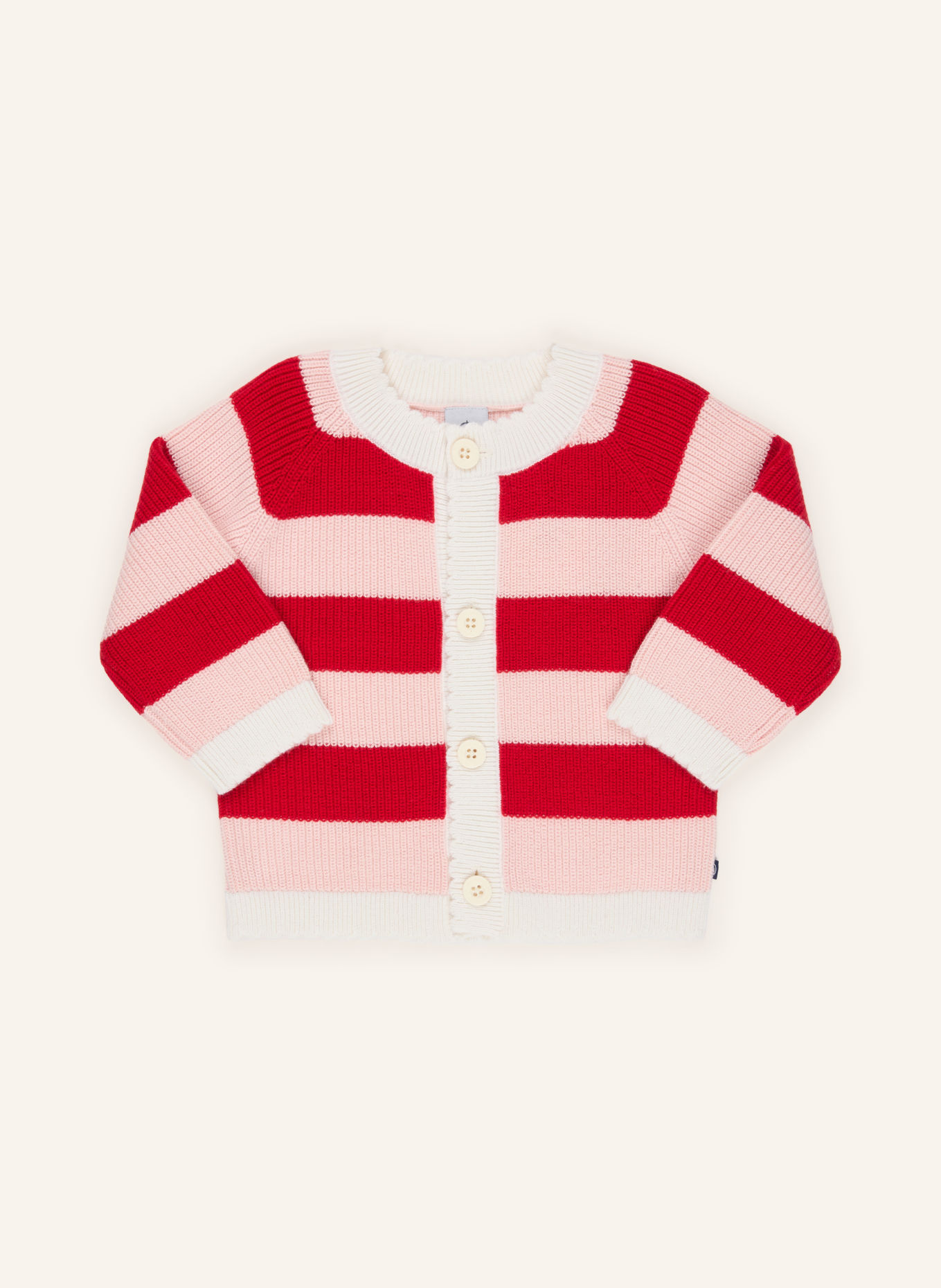 PETIT BATEAU Gilet: ROUGE FONCÉ / ROSÉ / CRÈME