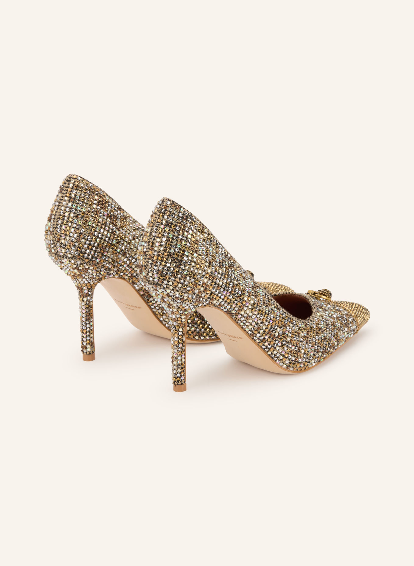 KURT GEIGER Pumps ZIP COURT mit Schmucksteinen: BEIGE / GOLD / DUNKELBRAUN