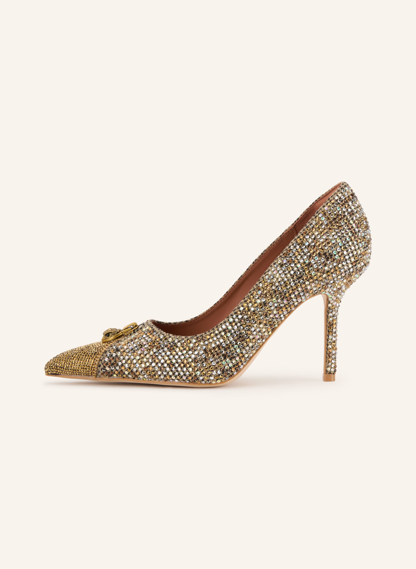 KURT GEIGER Pumps ZIP COURT mit Schmucksteinen: BEIGE / GOLD / DUNKELBRAUN