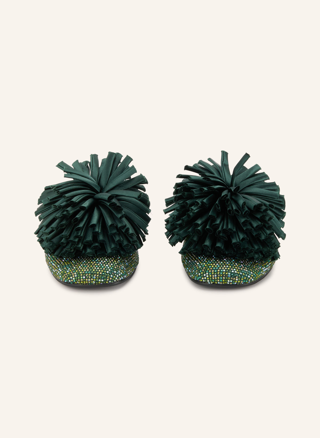 KURT GEIGER POM Mules with Rhinestones: DARK GREEN