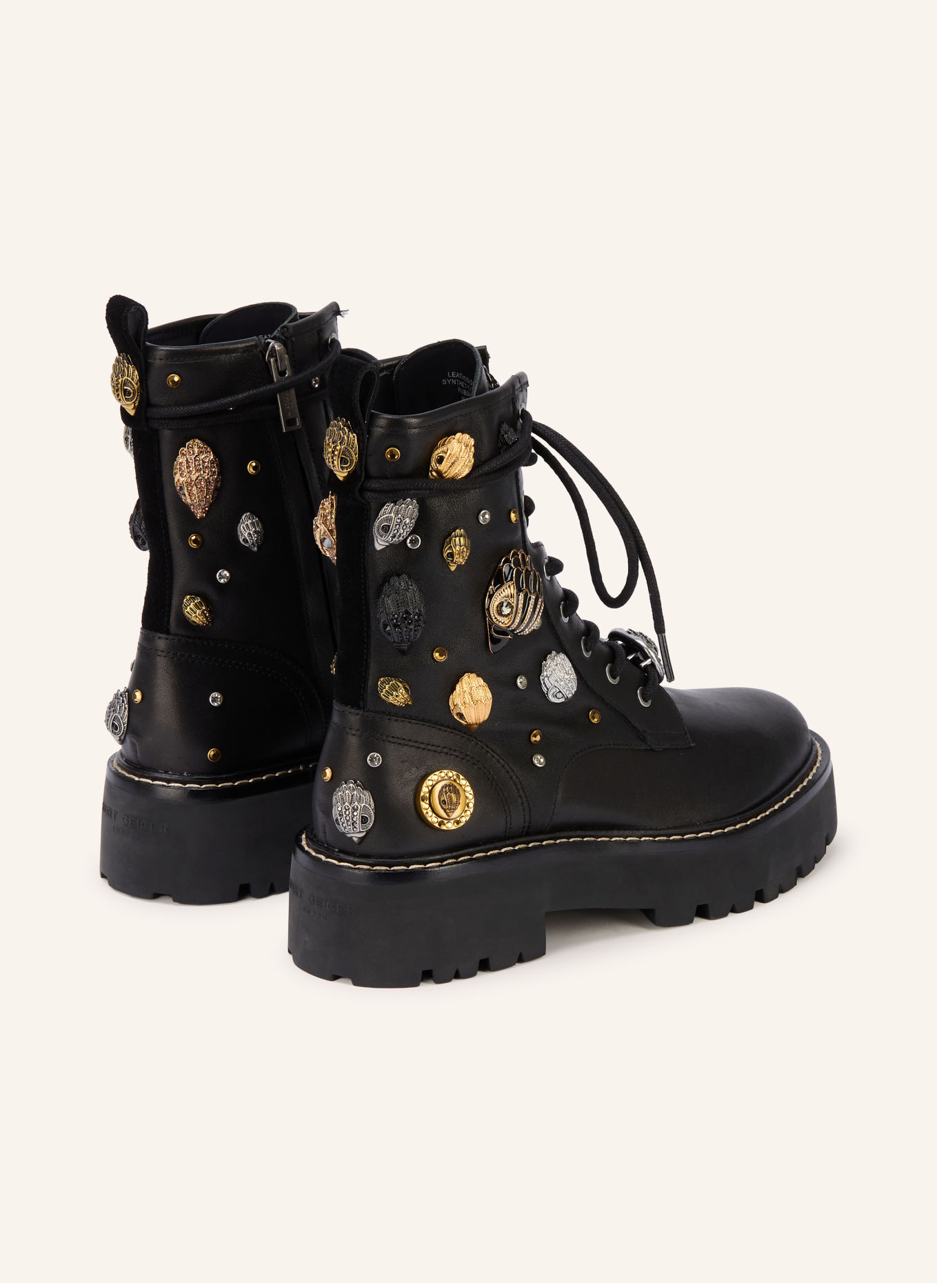 KURT GEIGER EAGLES MATILDA Lace-up boots with Rhinestones: BLACK / SILVER / GOLD