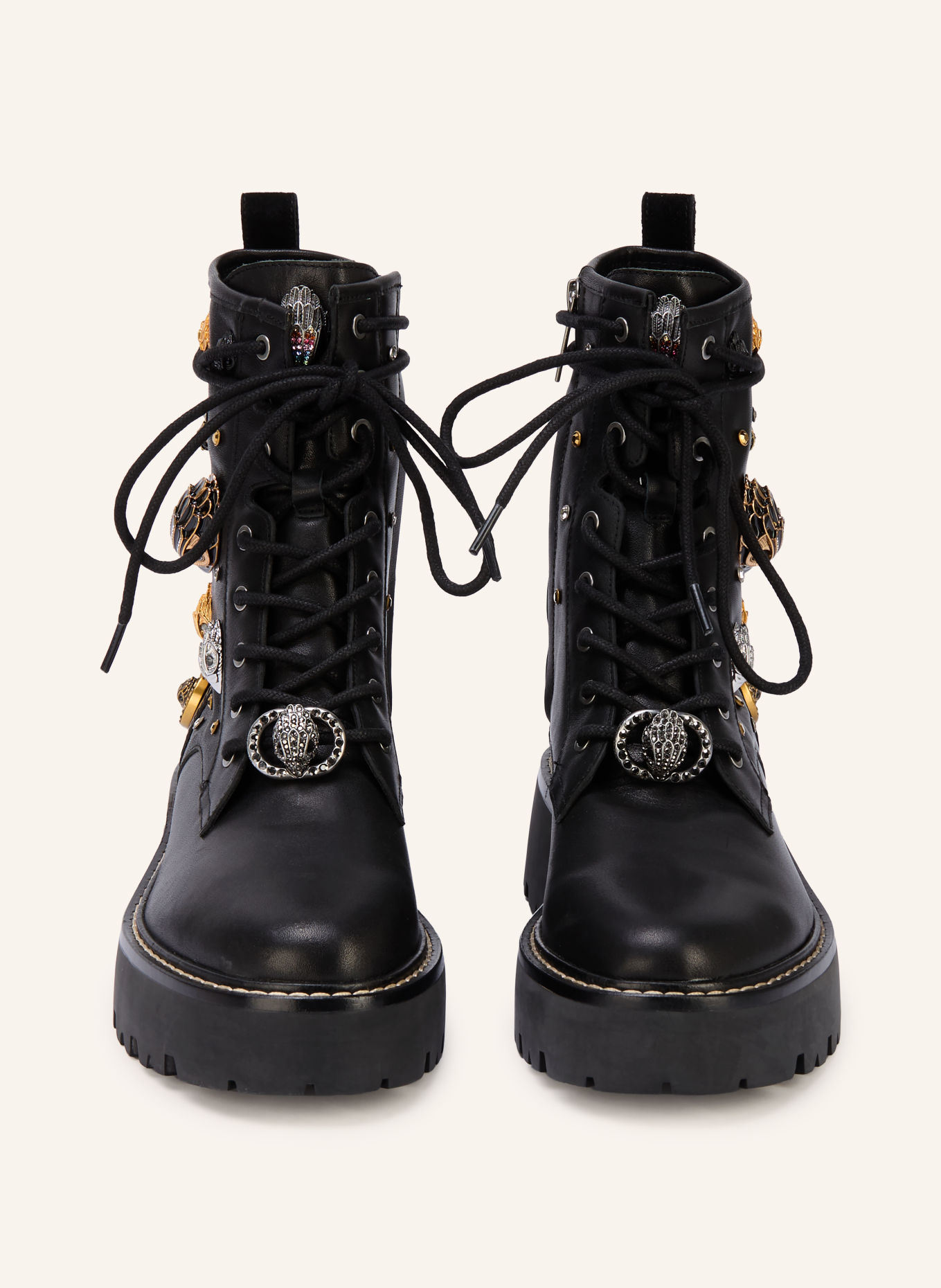 KURT GEIGER EAGLES MATILDA Lace-up boots with Rhinestones: BLACK / SILVER / GOLD
