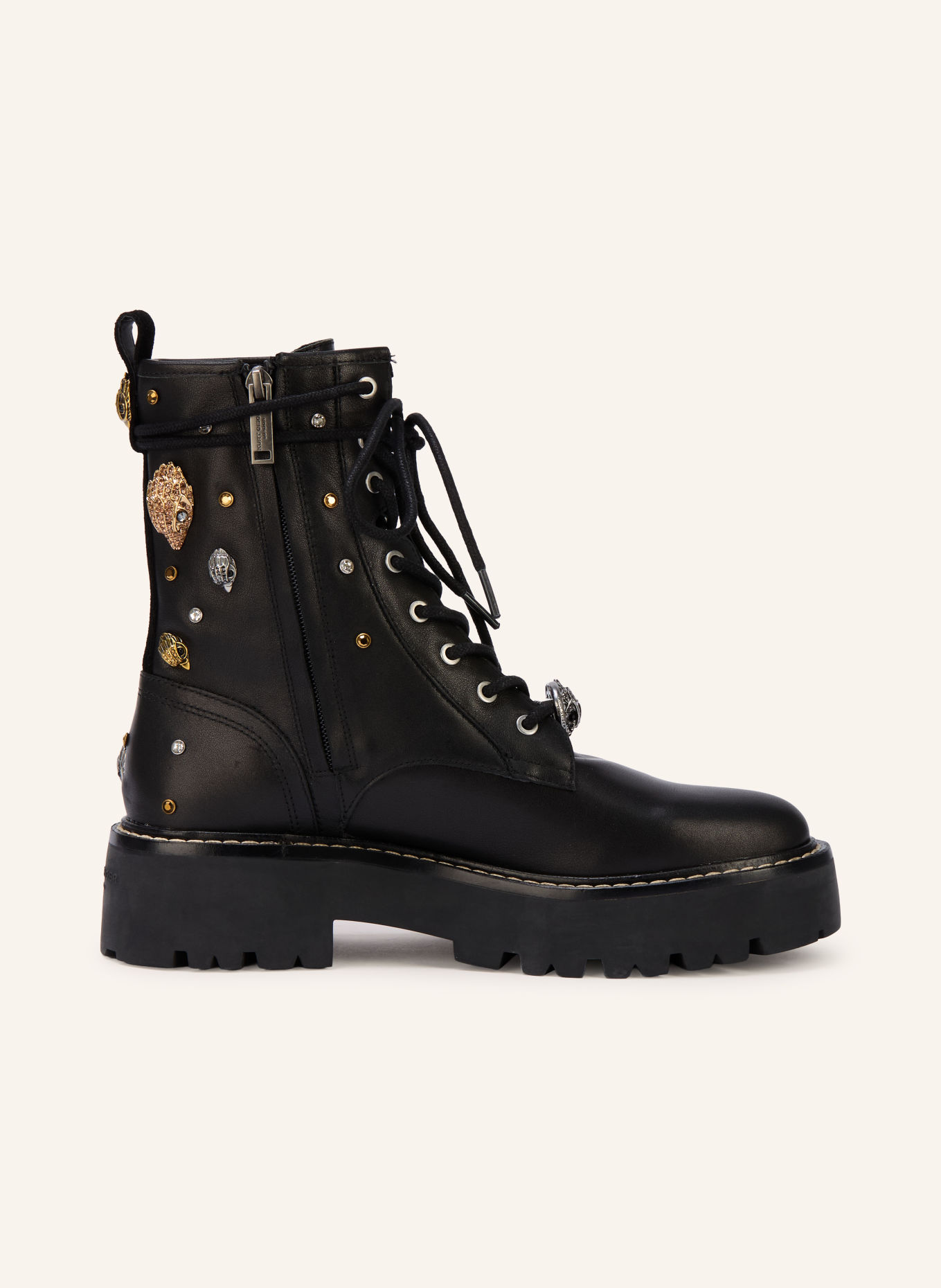 KURT GEIGER EAGLES MATILDA Lace-up boots with Rhinestones: BLACK / SILVER / GOLD