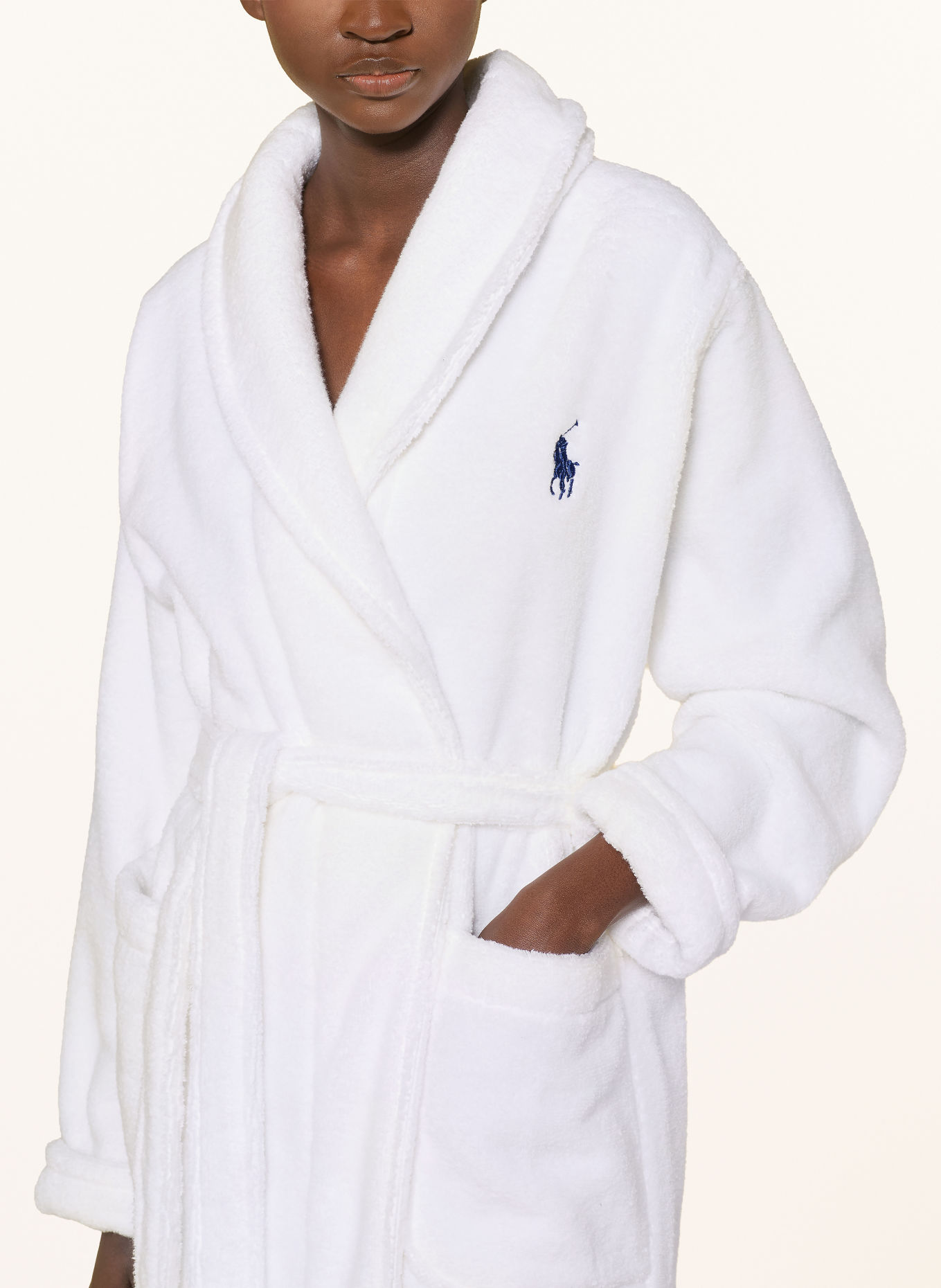 POLO RALPH LAUREN Damesbadjas: WIT / DONKERGROEN / ZWART