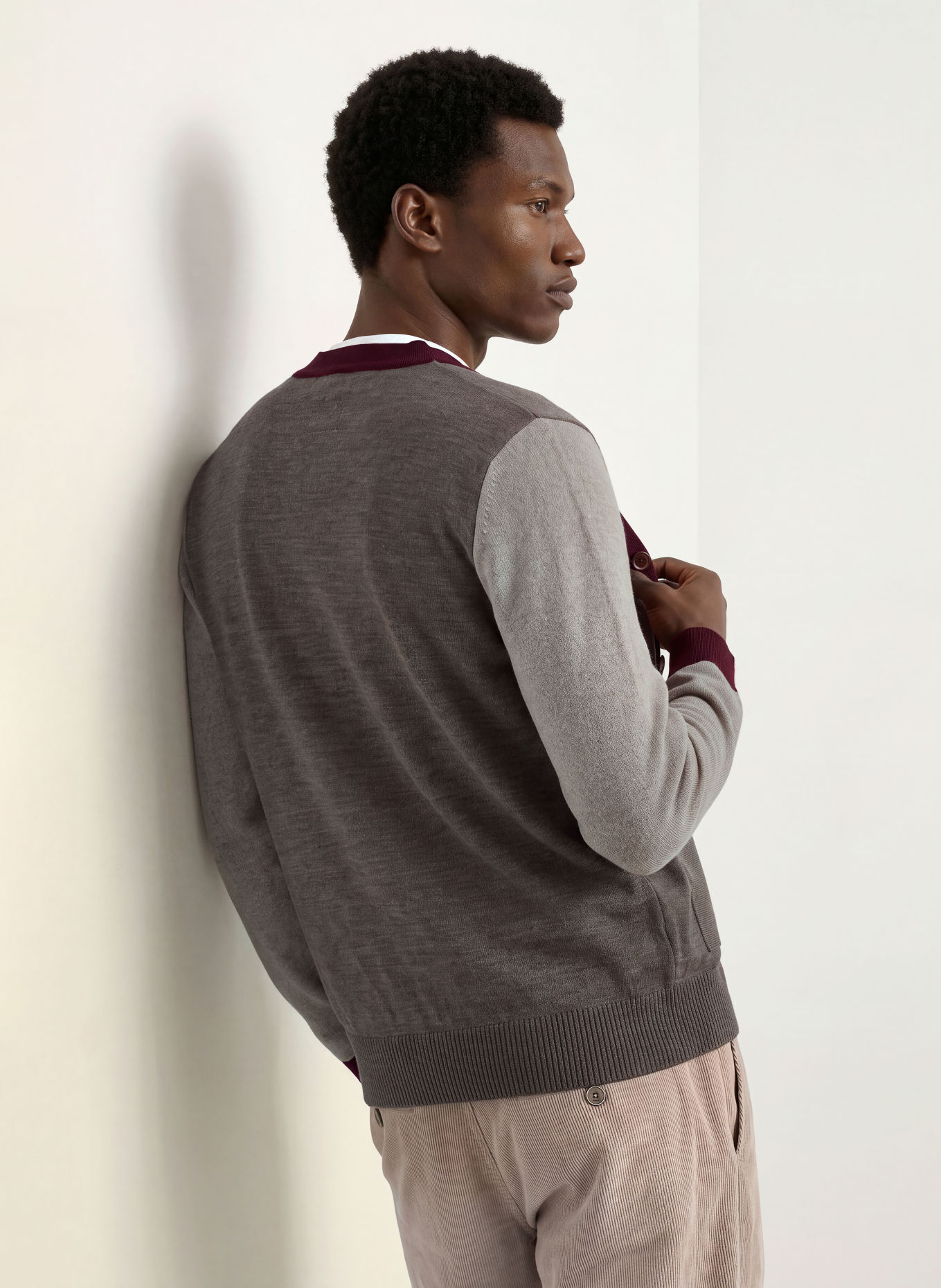 MAERZ MUENCHEN Strickjacke: BRAUN / TAUPE / DUNKELROT