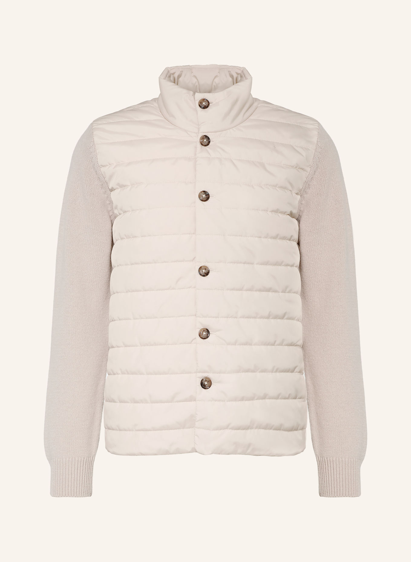 MAERZ MUENCHEN Strickjacke im Materialmix: CREME / HELLGRAU