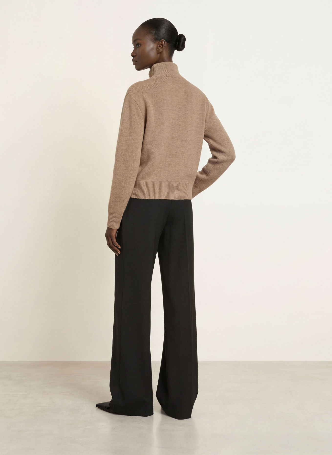 ALMADA LABEL DANA Half-zip sweater with Merino Wool and Cashmere: BEIGE