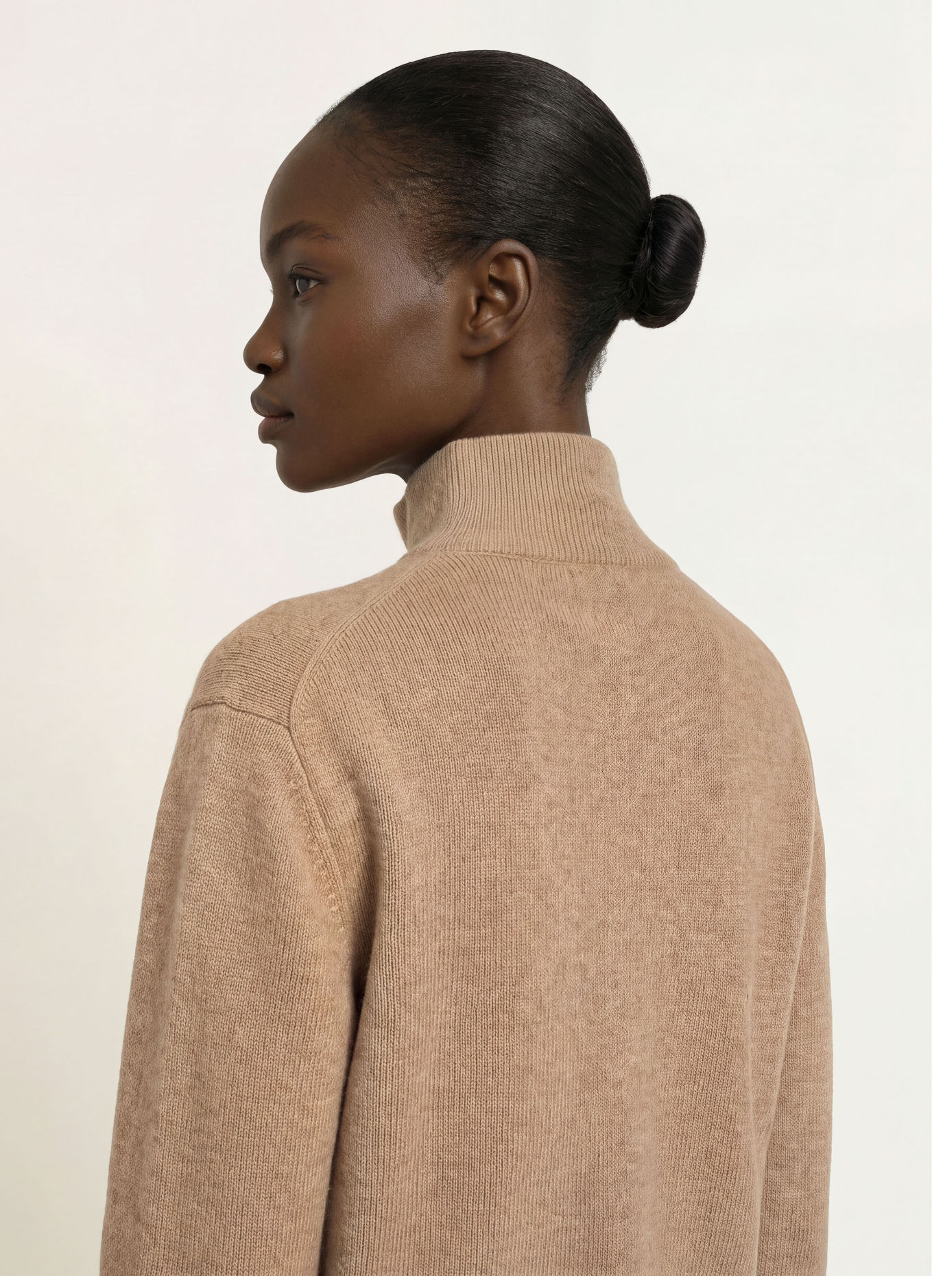 ALMADA LABEL DANA Half-zip sweater with Merino Wool and Cashmere: BEIGE