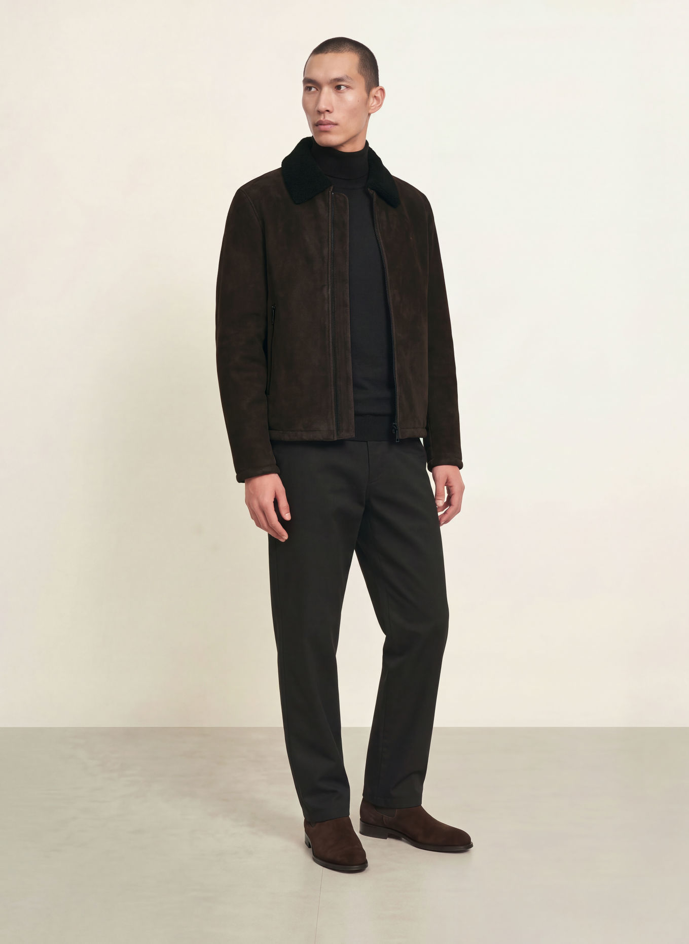 STRELLSON Leather jacket: DARK BROWN
