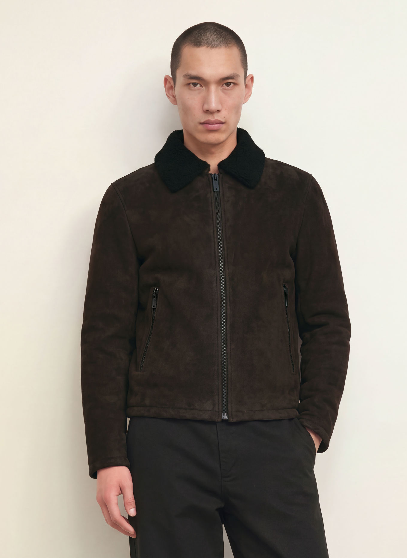 STRELLSON Leather jacket: DARK BROWN