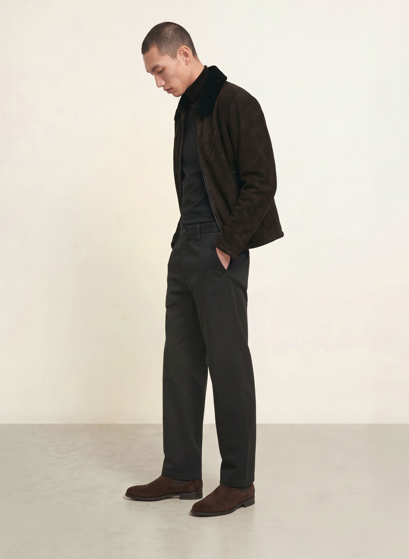 STRELLSON Leather jacket: DARK BROWN