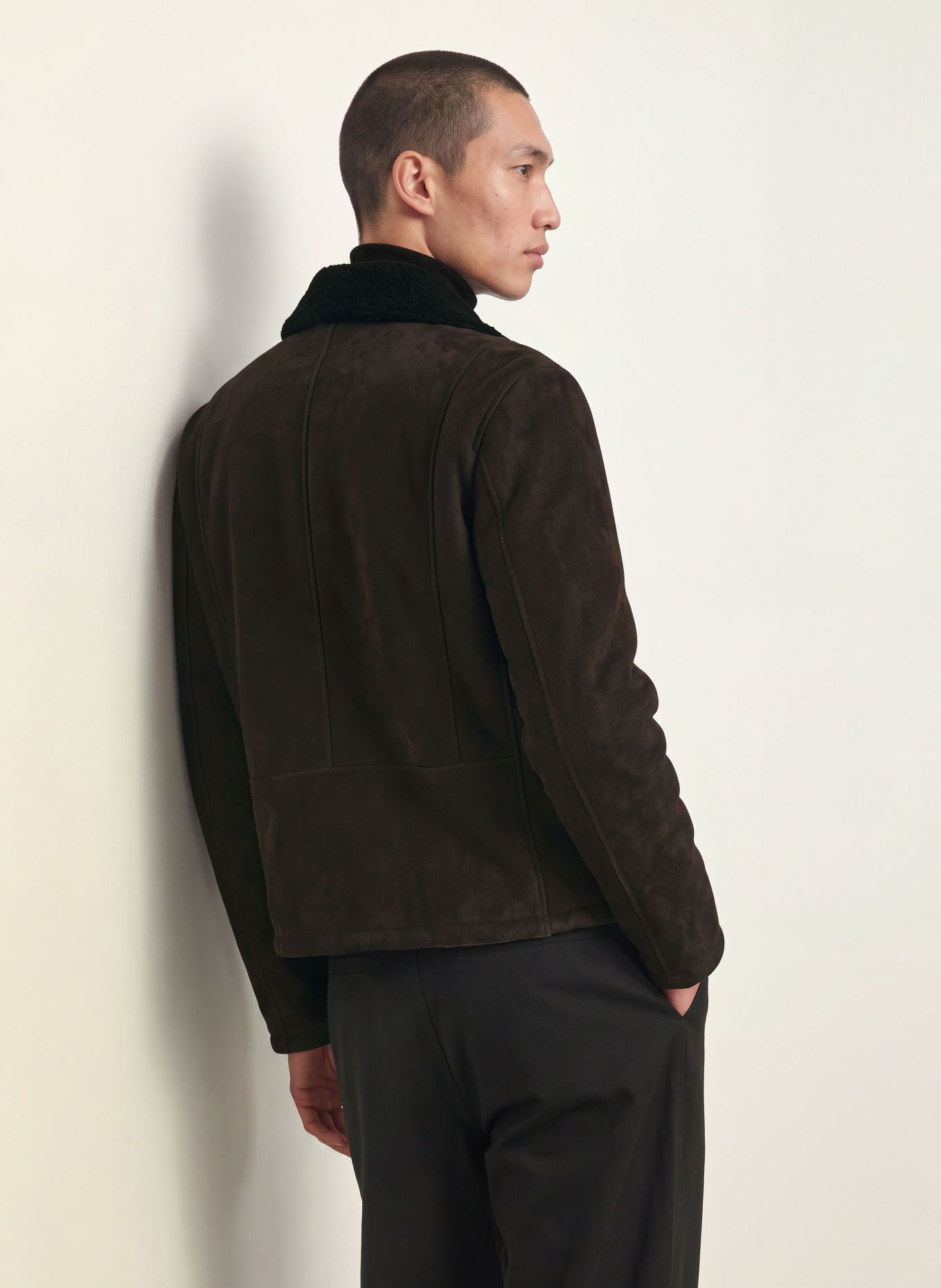 STRELLSON Leather jacket: DARK BROWN