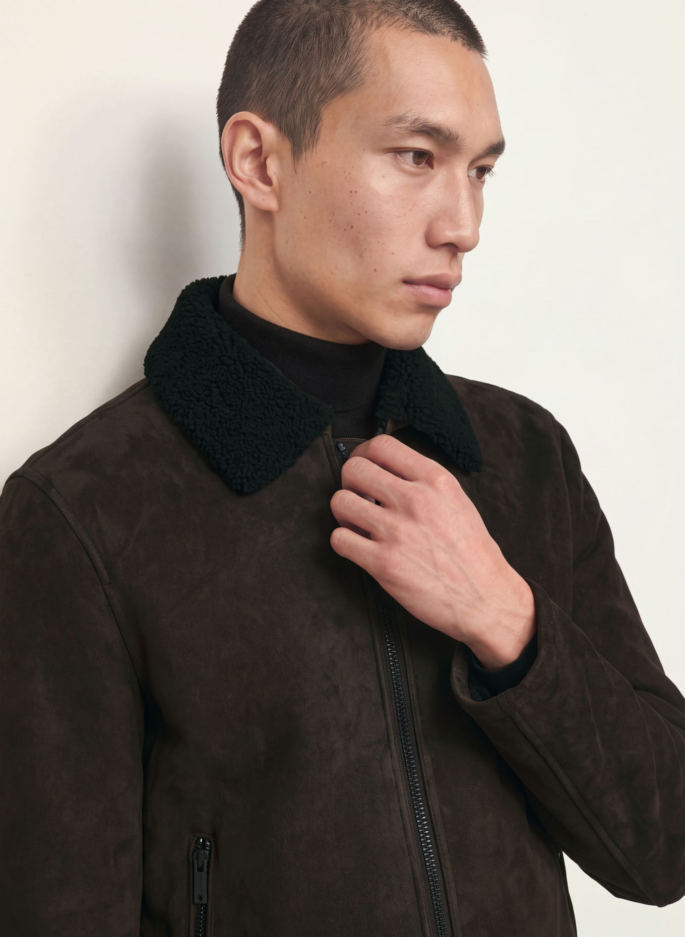 STRELLSON Leather jacket: DARK BROWN