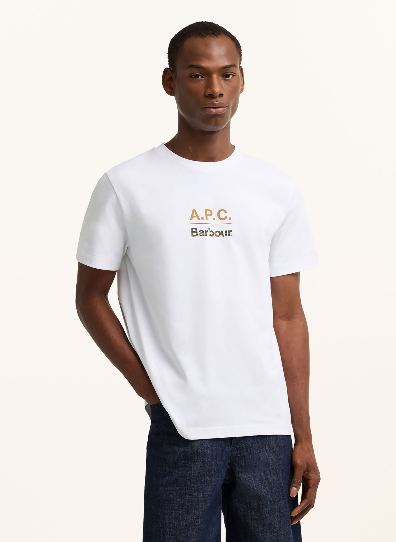 Barbour T-Shirt: WEISS / CAMEL / OLIV