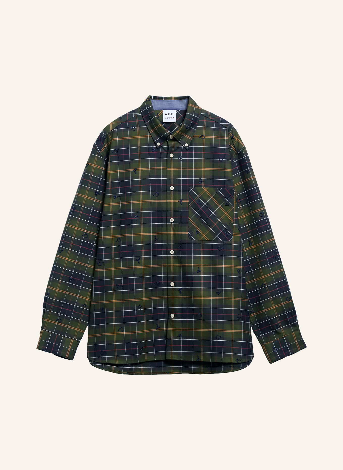 Barbour Oxfordhemd Comfort Fit: KHAKI / ROT / ORANGE