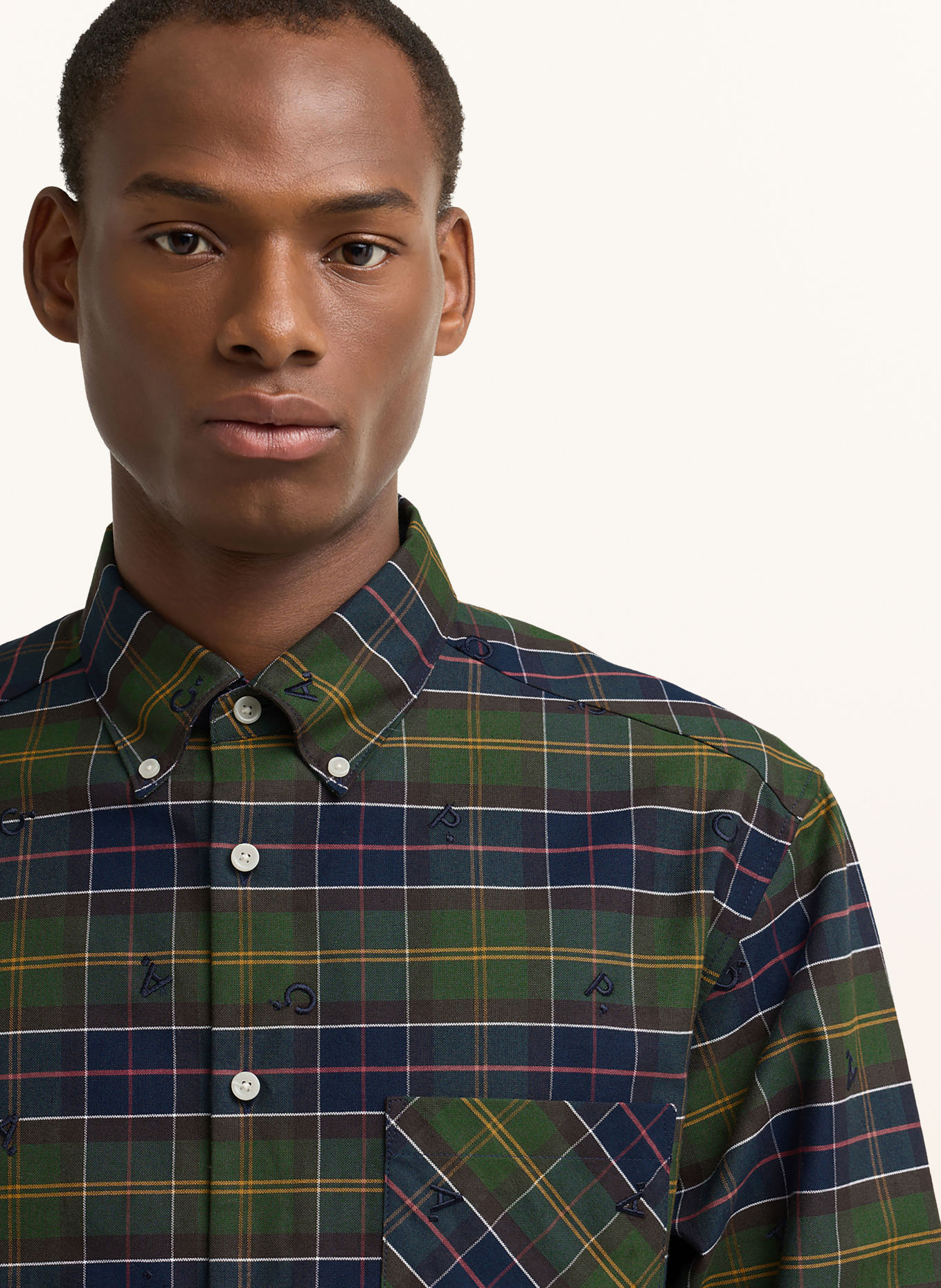 Barbour Oxfordhemd Comfort Fit: KHAKI / ROT / ORANGE