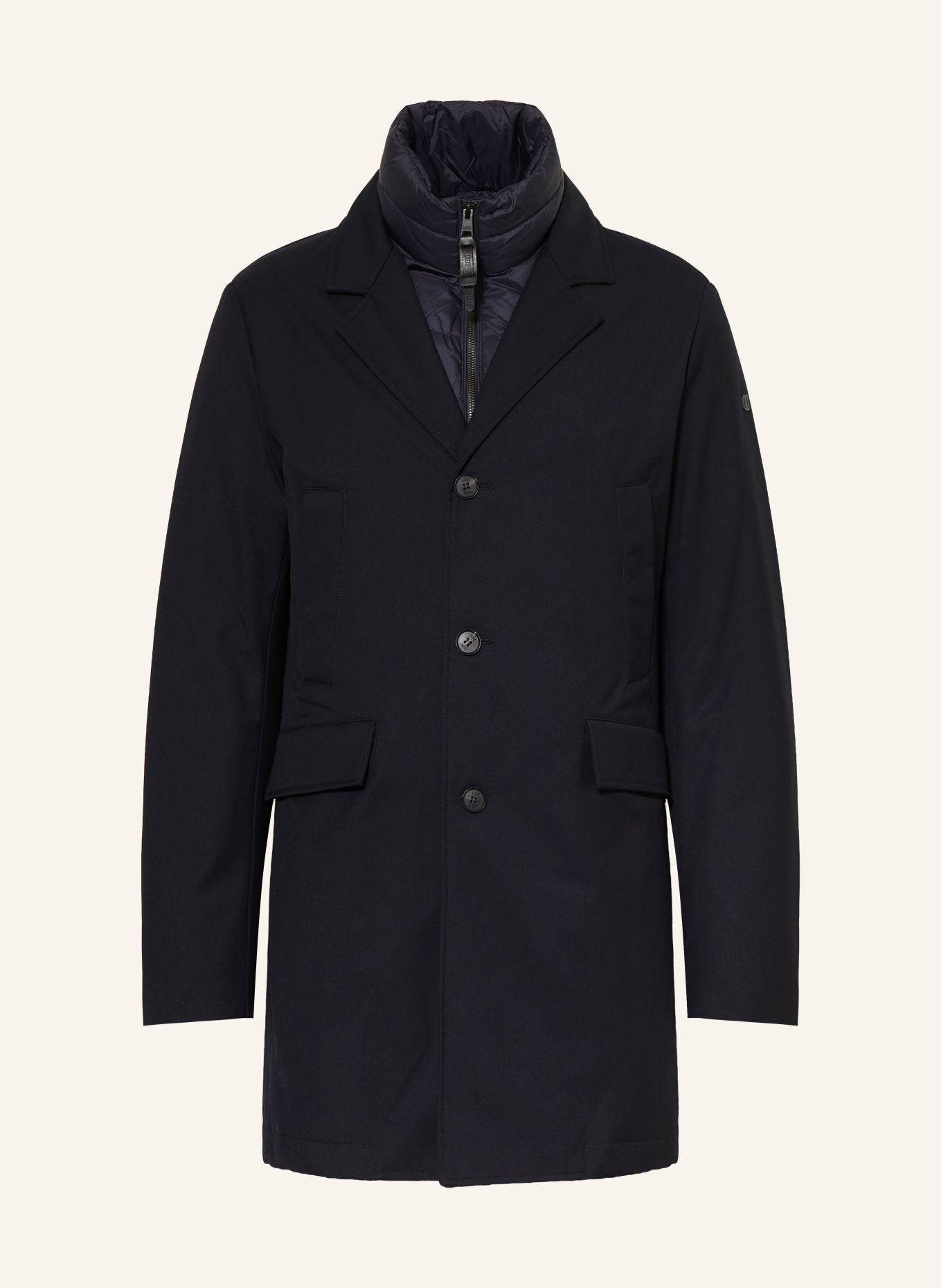 DUNO SPENCER PARMA Lightweight Down Coat with Removable Collar: DARK BLUE