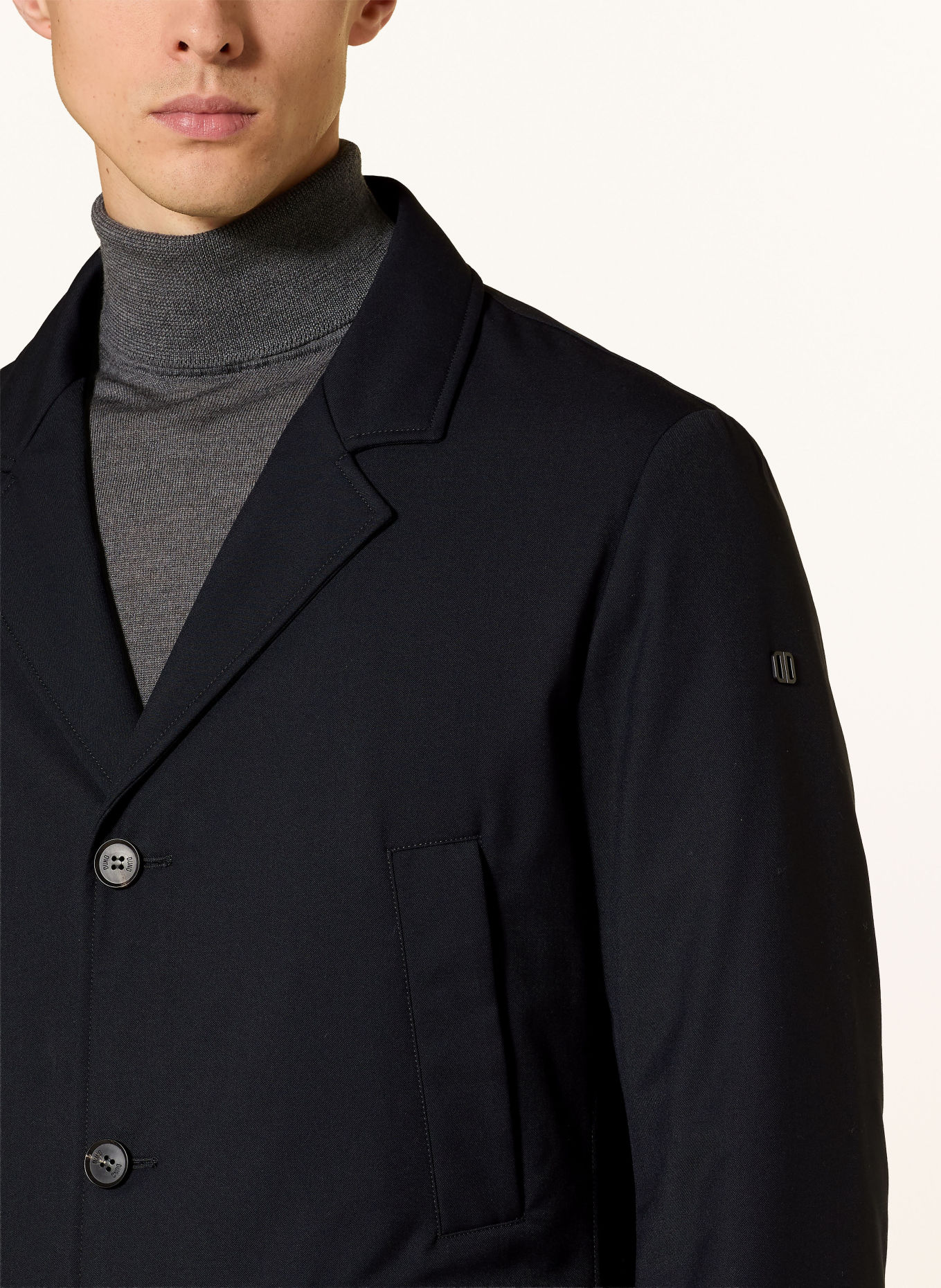 DUNO SPENCER PARMA Lightweight Down Coat with Removable Collar: DARK BLUE