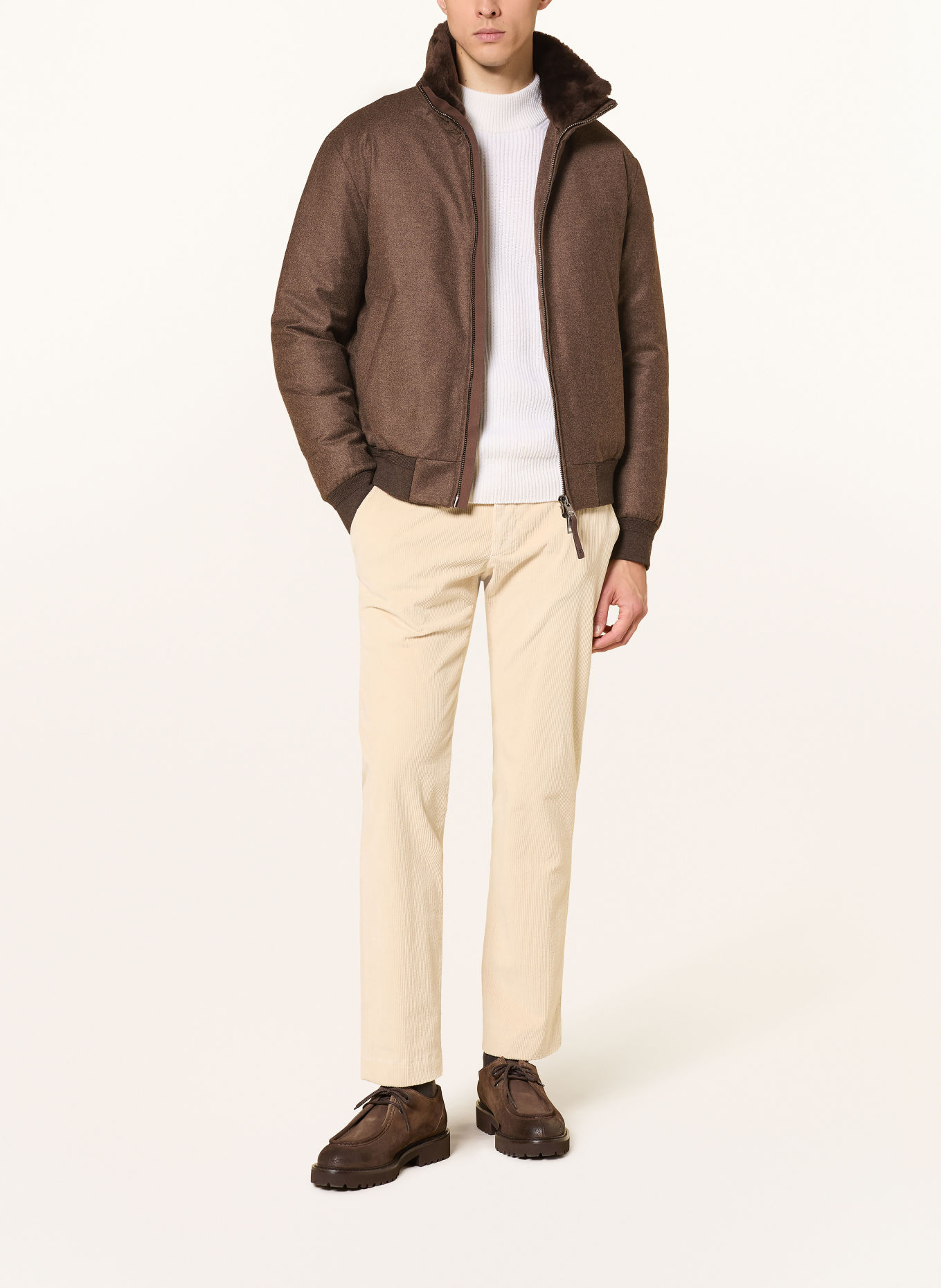 DUNO ONORIO LEVICO Down bomber jacket with Detachable Collar: BROWN