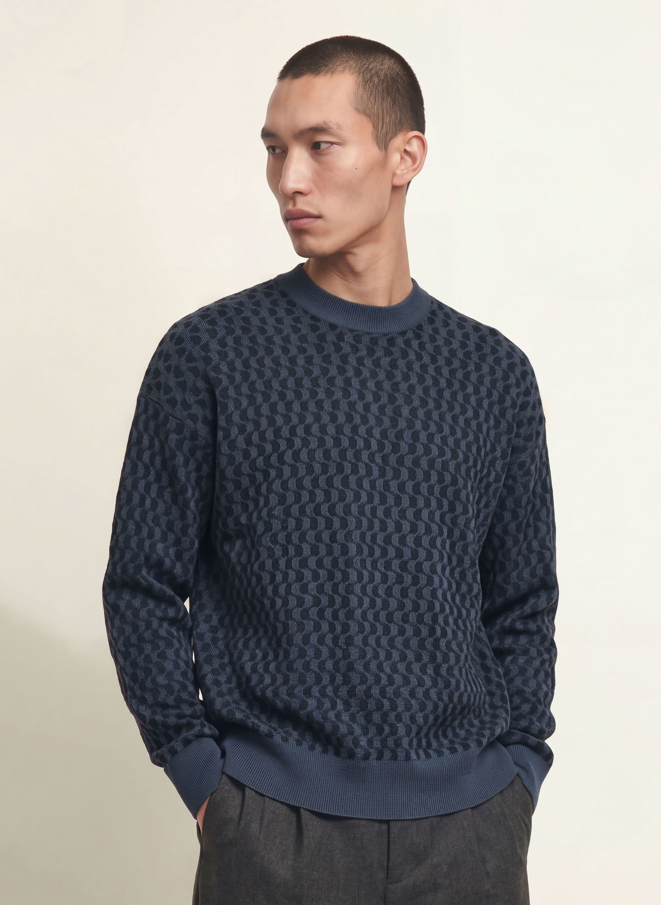 DRYKORN Pullover VALDRIK: DUNKELBLAU / SCHWARZ