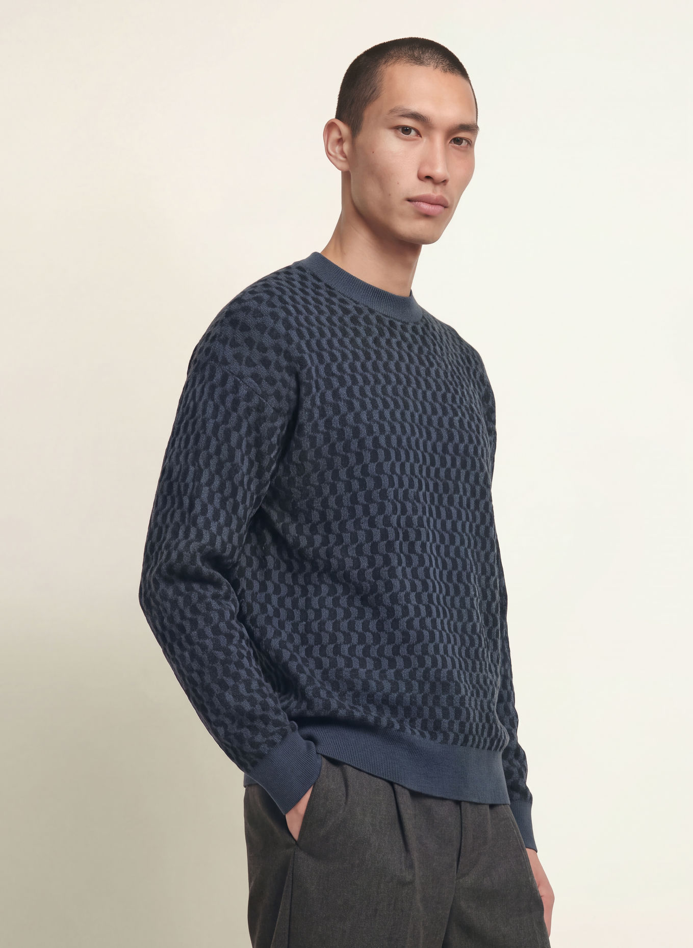 DRYKORN Pullover VALDRIK: DUNKELBLAU / SCHWARZ