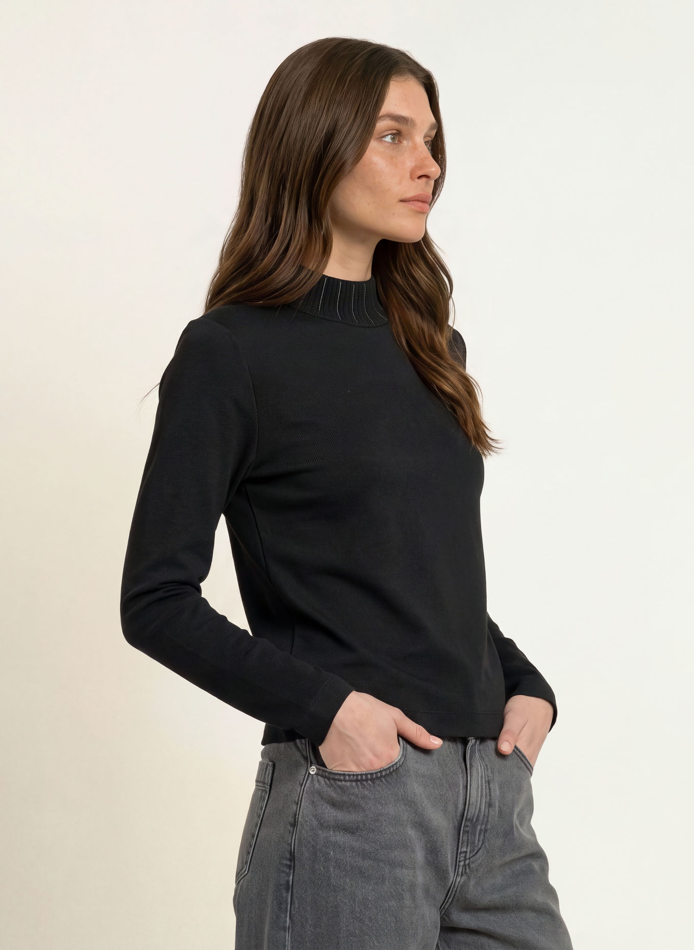 MARC CAIN Long-sleeve shirt with rhinestones: 900 black new