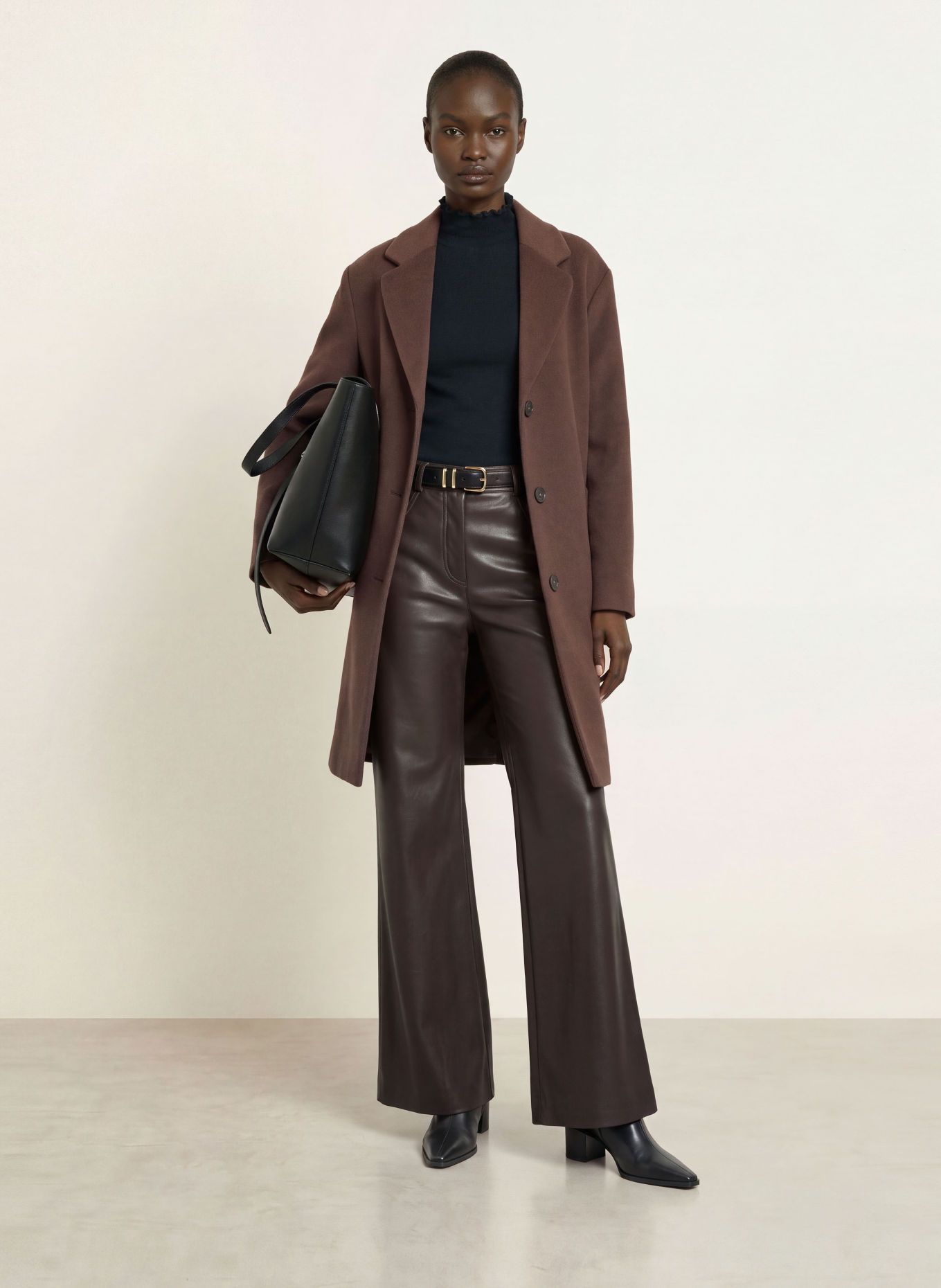 MARC CAIN Wool coat: 696 mulch