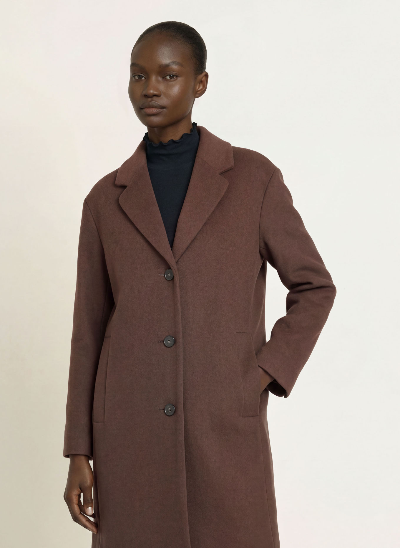 MARC CAIN Wool coat: 696 mulch