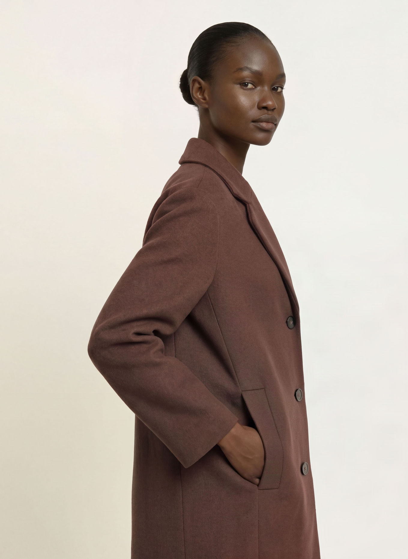 MARC CAIN Wool coat: 696 mulch