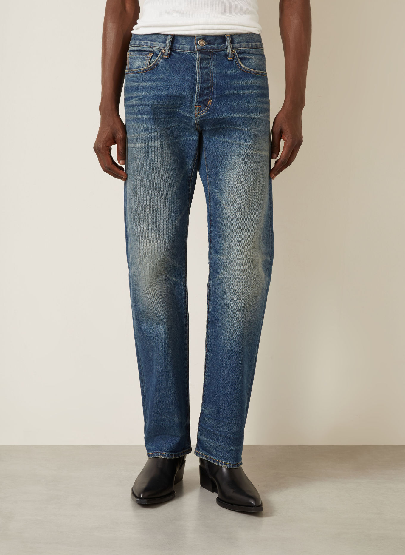 TOM FORD Regular-Fit Jeans: UBN WASHED INDIGO