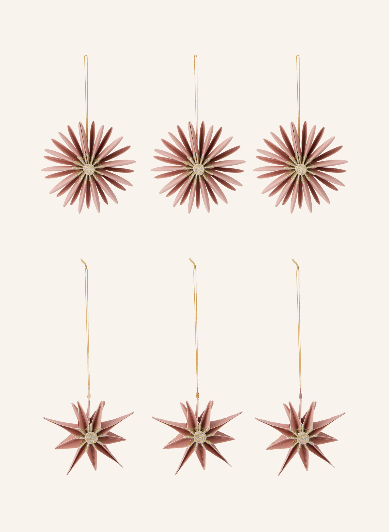 house doctor Set of 6 Decorative Ornaments by HDSTARI: SALMON / GOLD