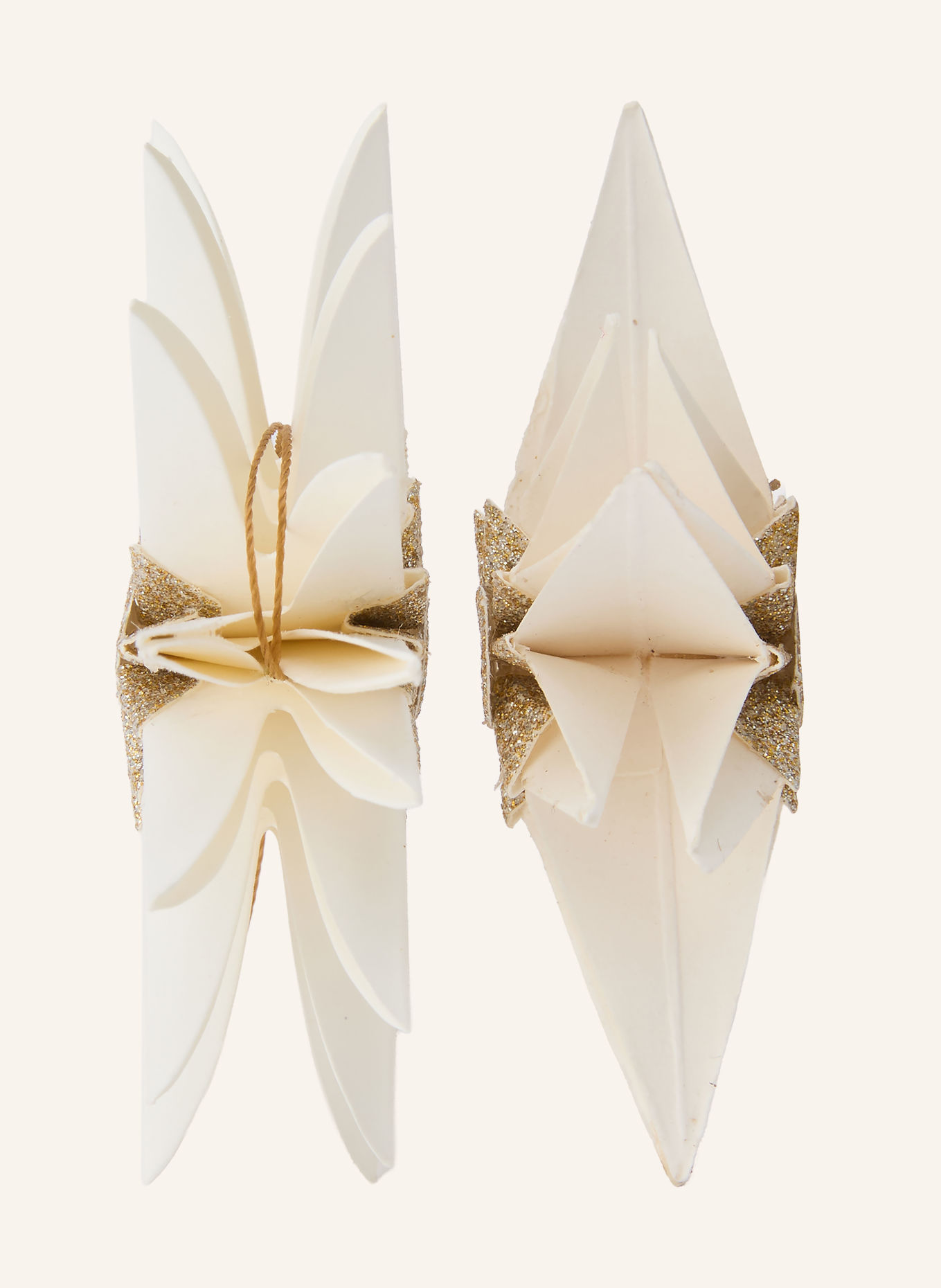 house doctor Set of 6 Decorative Ornaments by HDSTARI: ECRU / GOLD