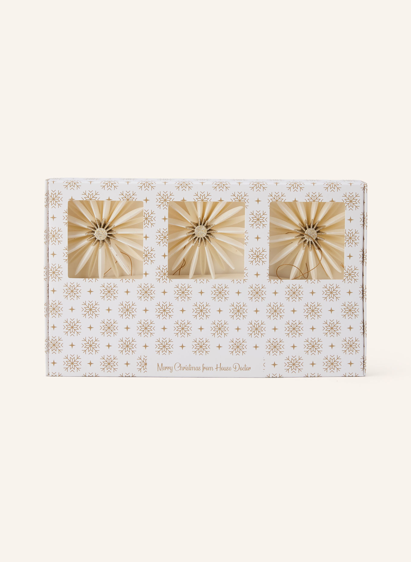 house doctor Set of 6 Decorative Ornaments by HDSTARI: ECRU / GOLD