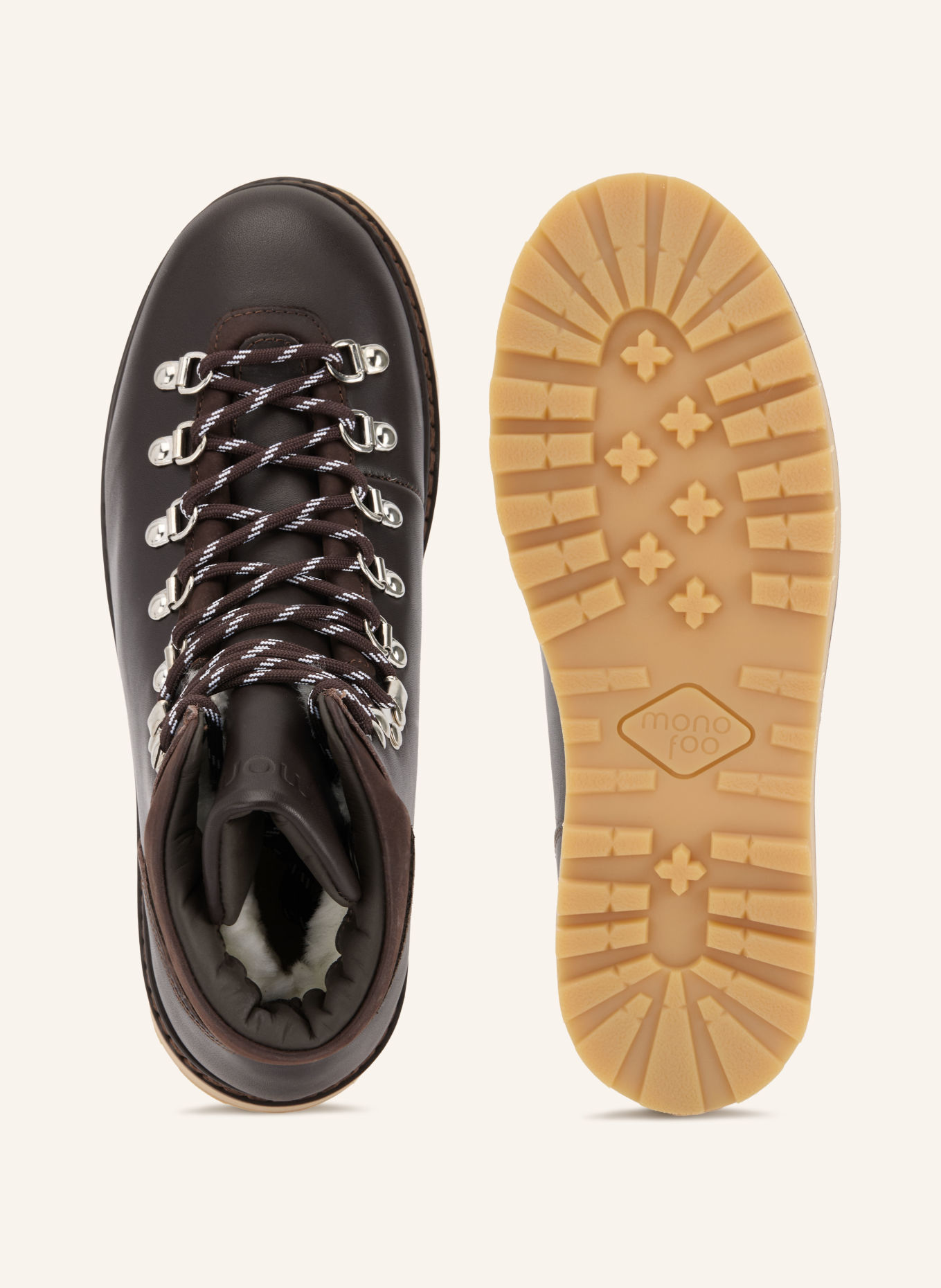 mono Lace-up boots: DARK BROWN
