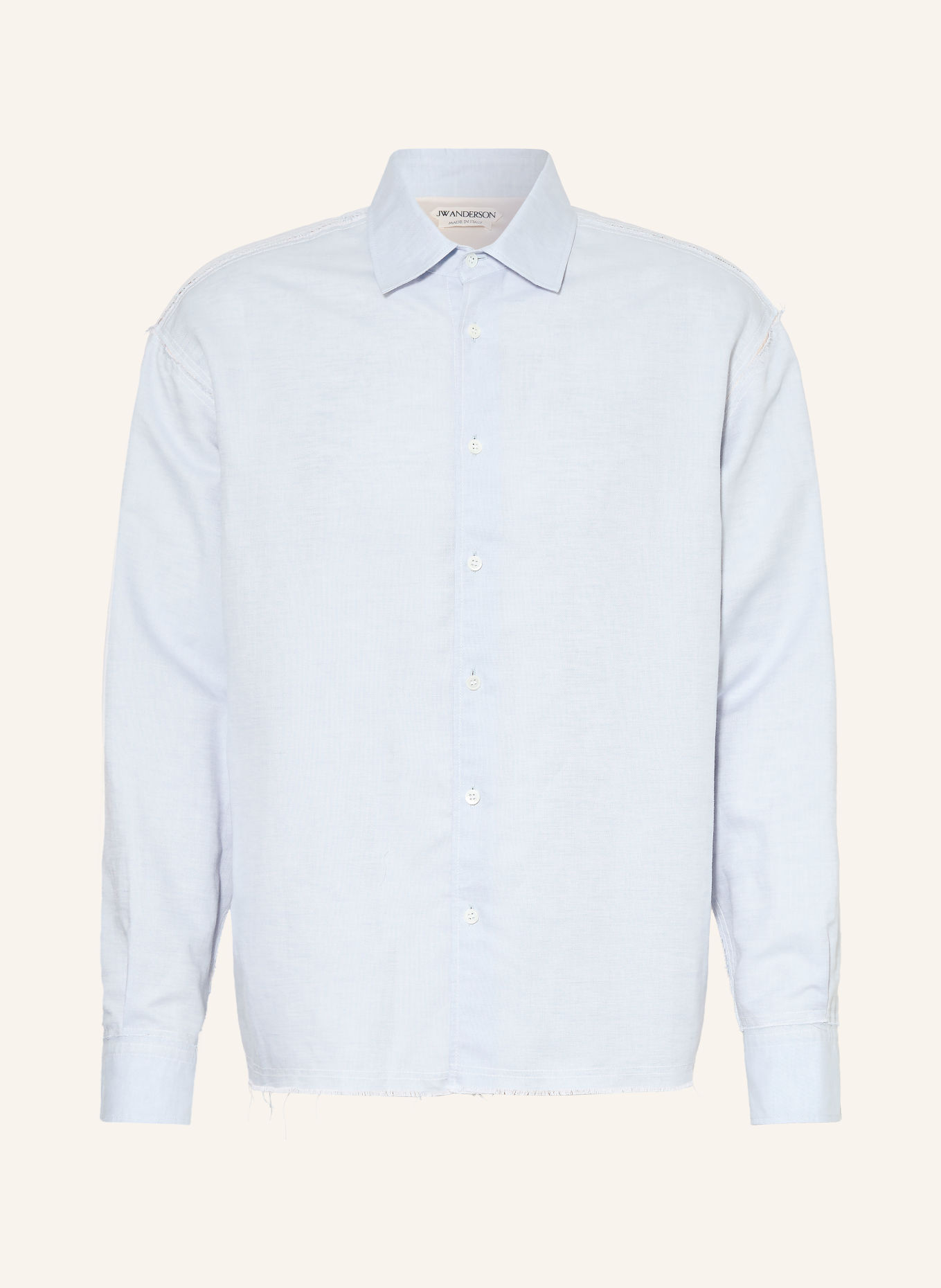 JW ANDERSON RAW EDGE Comfort Fit Shirt with Linen: LIGHT BLUE