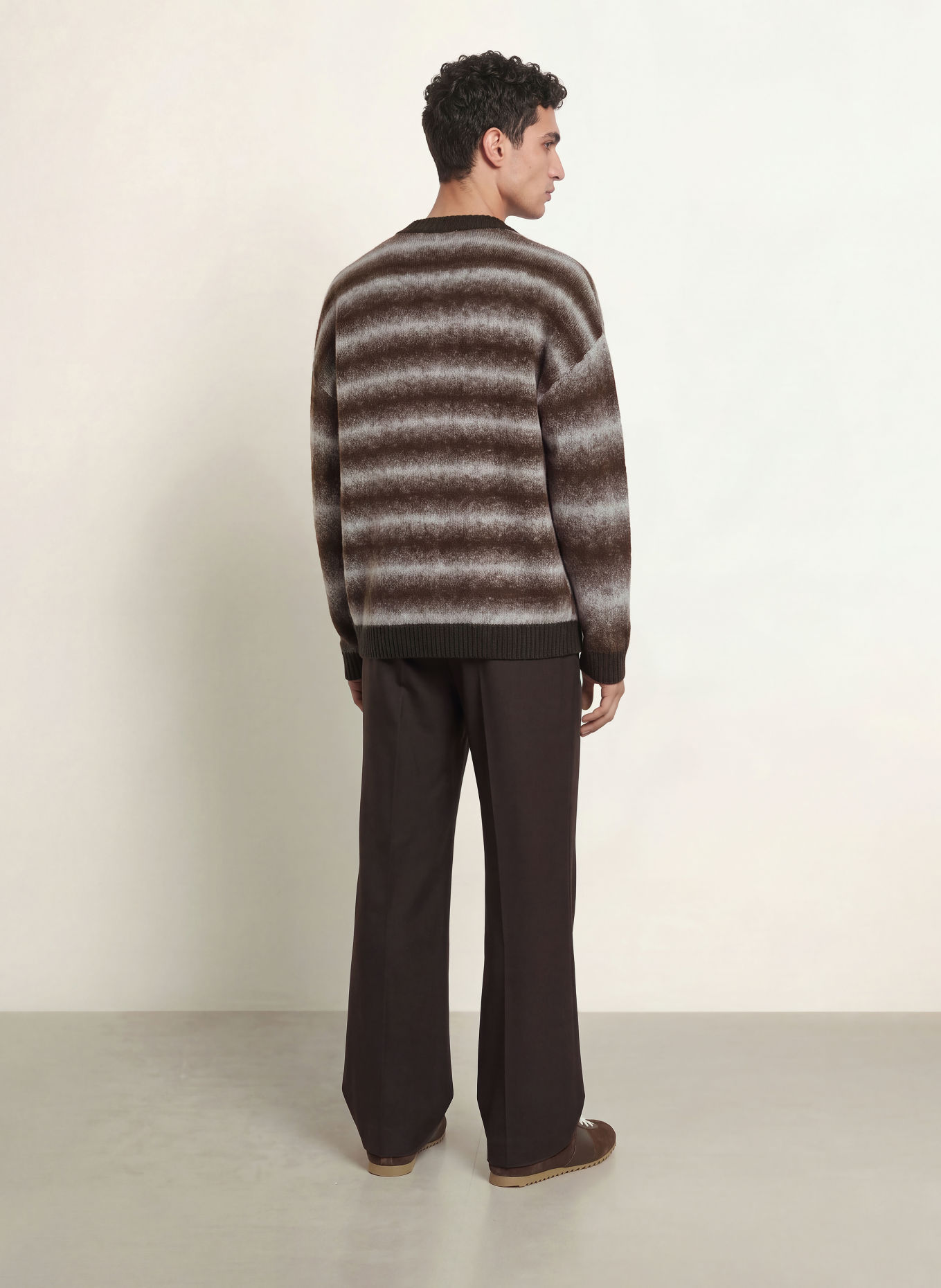 DRYKORN SAMIANO Cardigan: DARK BROWN / LIGHT GRAY