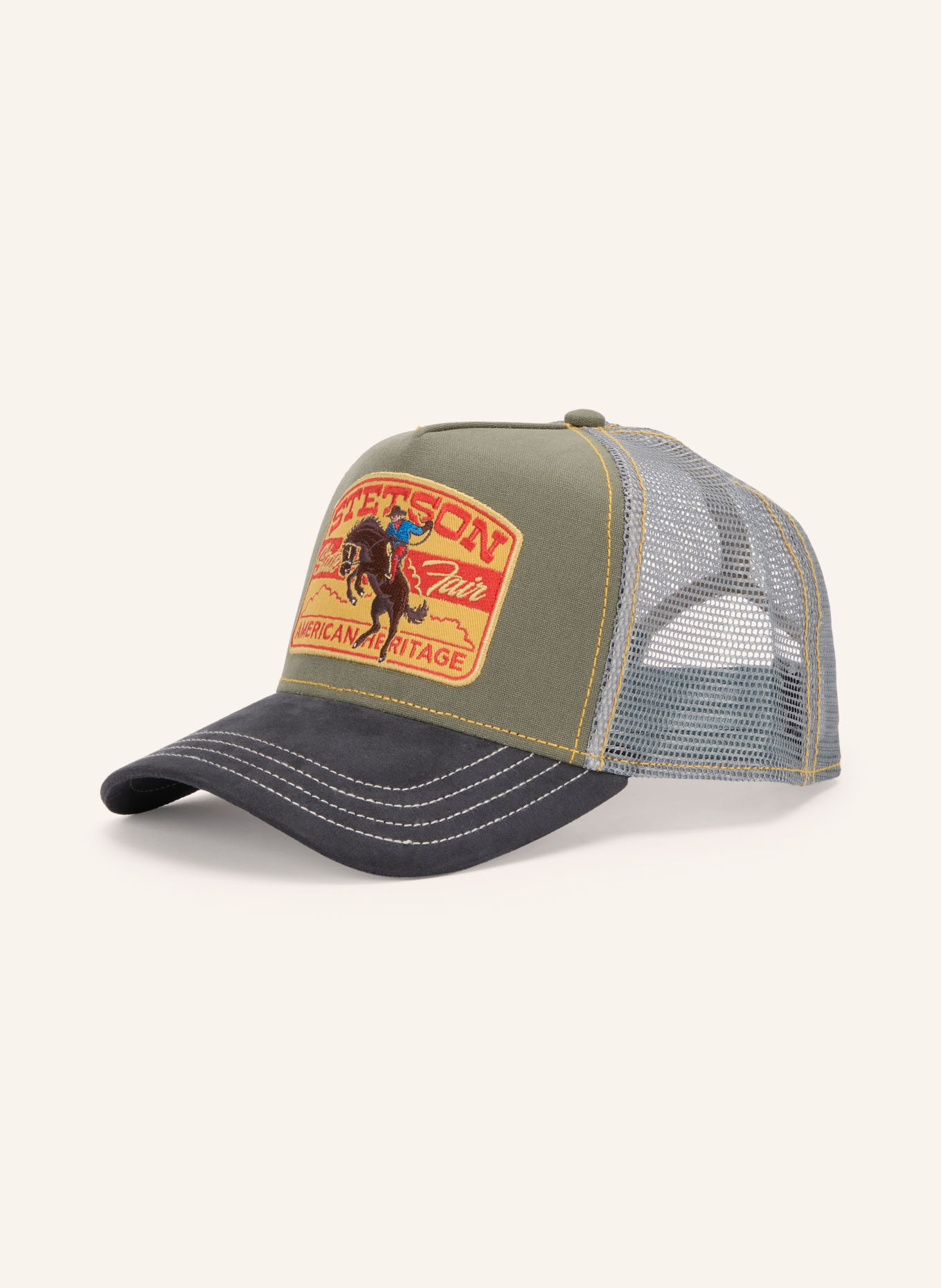 STETSON Cap: DARK GRAY / RED / KHAKI