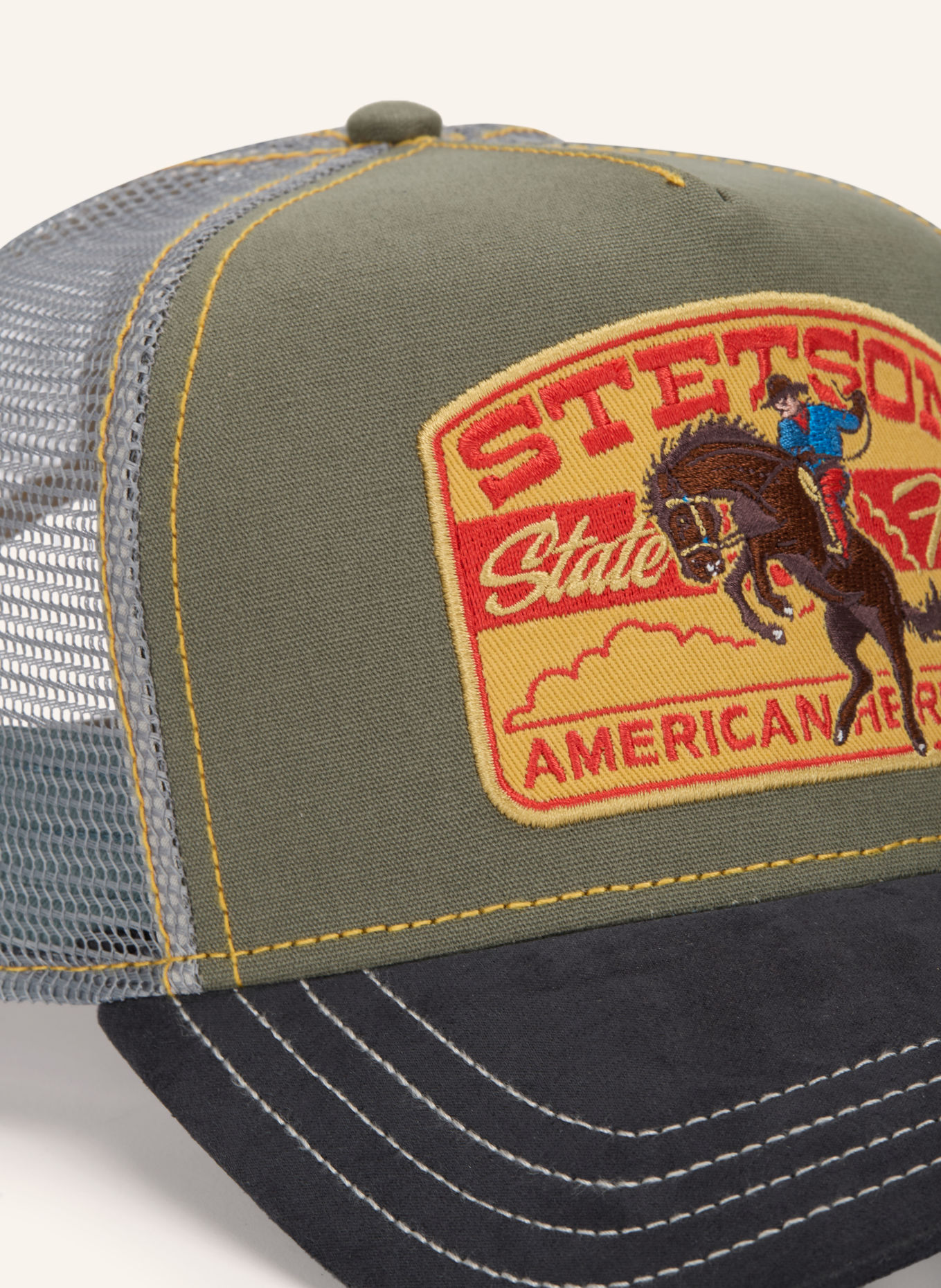 STETSON Cap: DARK GRAY / RED / KHAKI