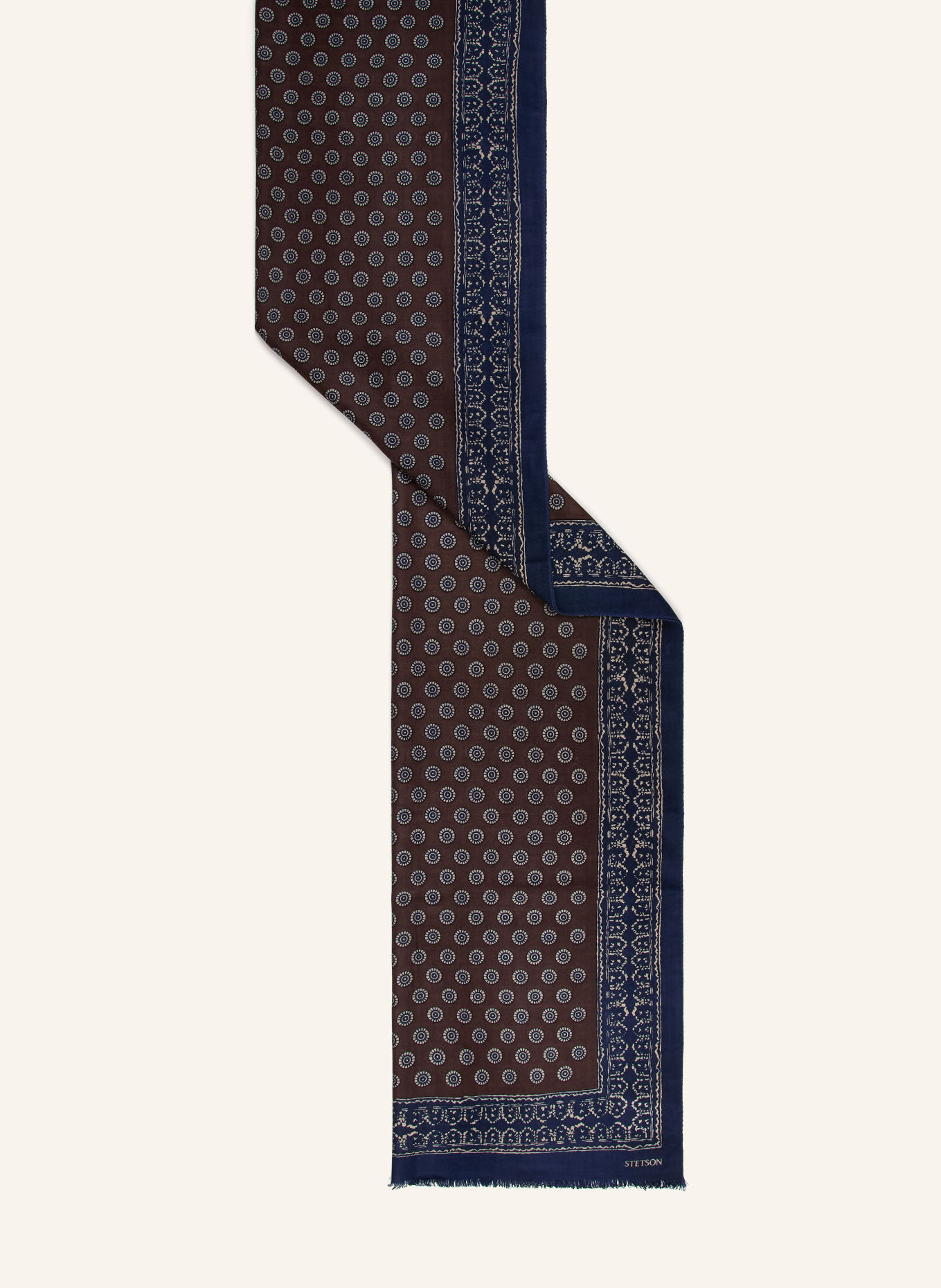 STETSON Sjaal: DONKERBLAUW / MARRON FONCÉ / CRÈME