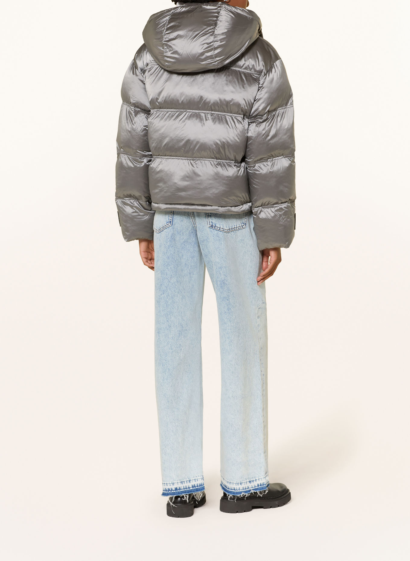 HUGO Steppjacke FARIDA mit abnehmbarer Kapuze: SILBER