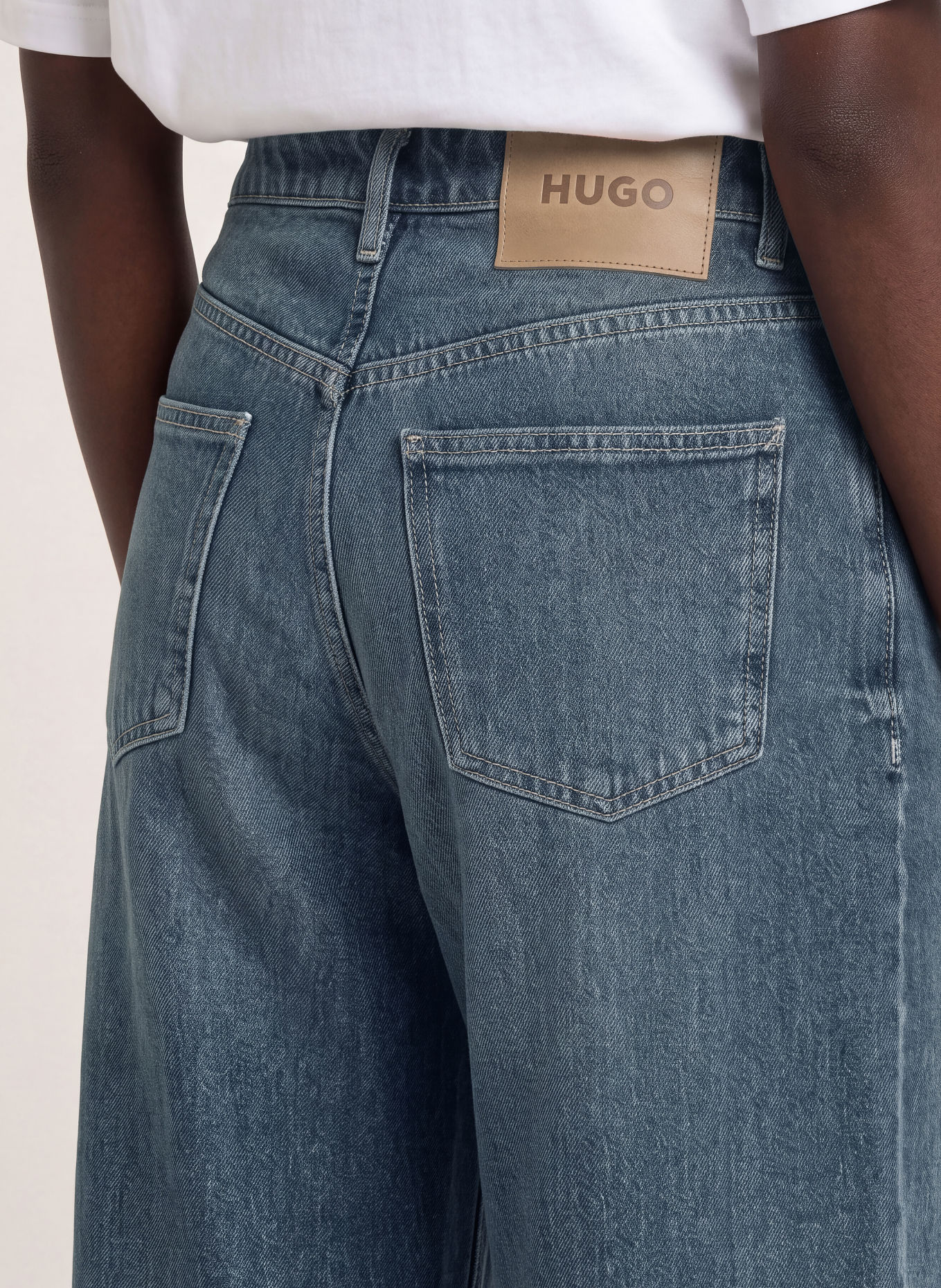 HUGO Jeansy wide leg GAMALA: 414 NAVY