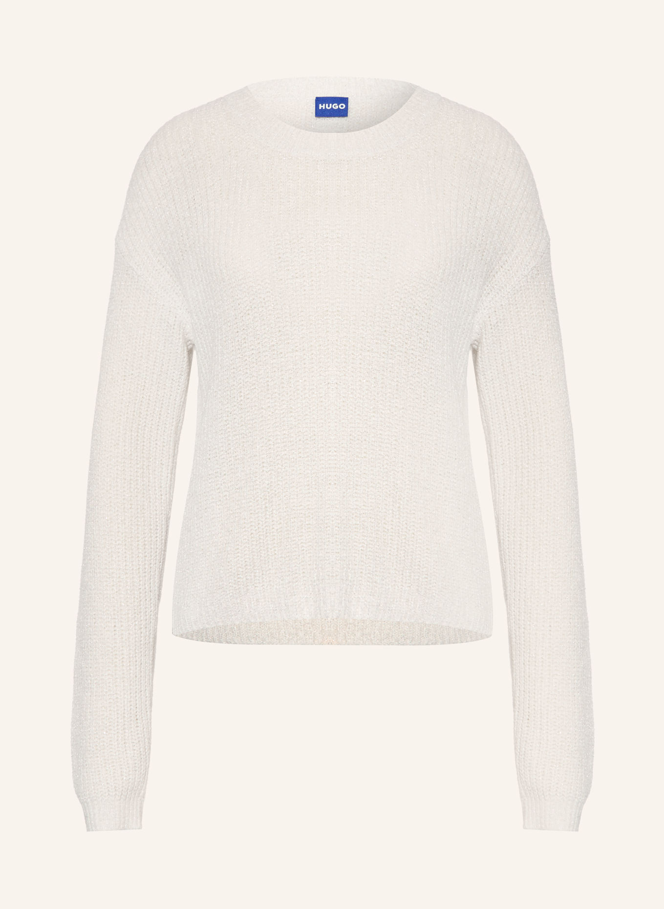 HUGO Pullover SLOOKIYA mit Glitzergarn: CREME